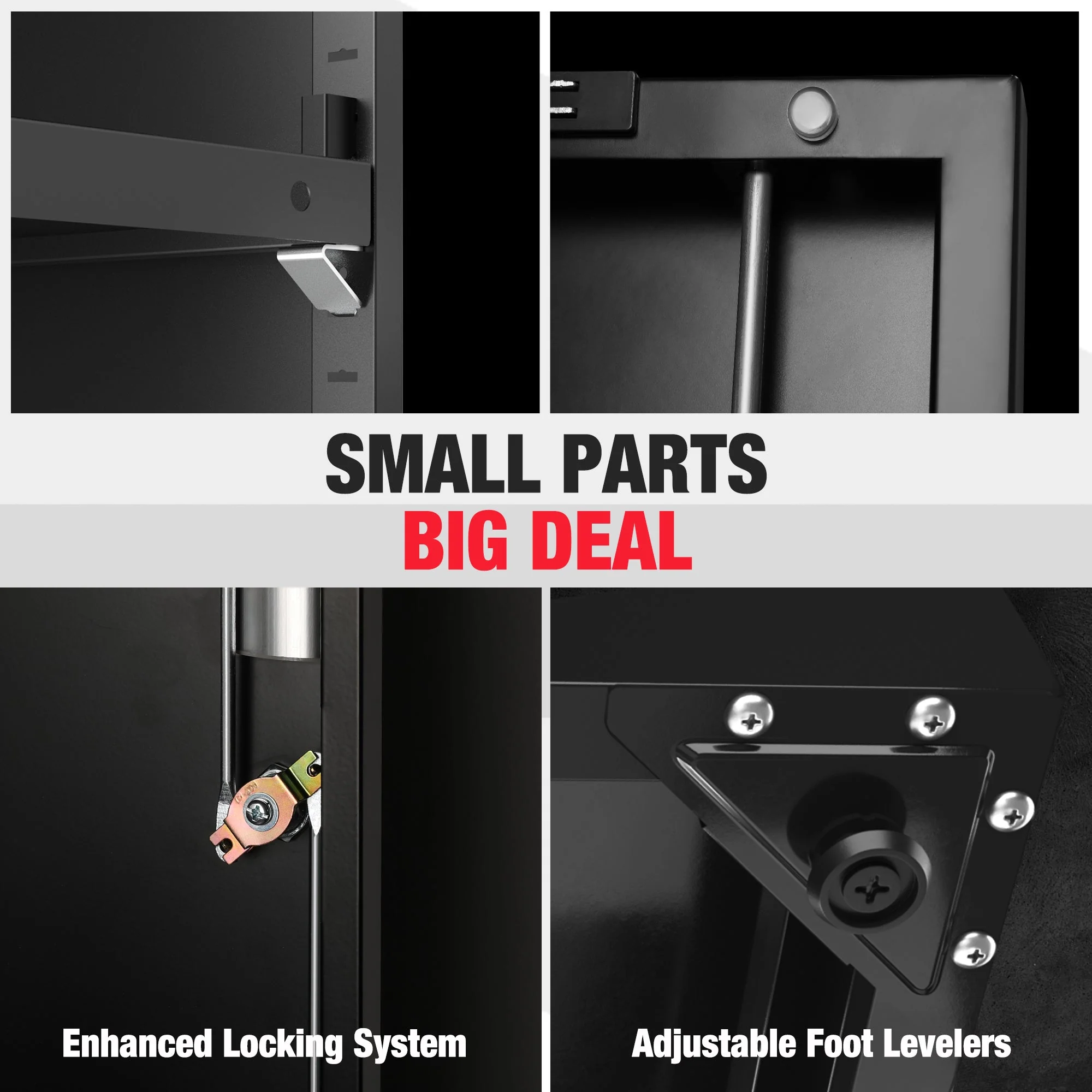 WORKPRO Small Industrial Metal Storage Cabinet with Doors and Shelves,Garage Cabinet with Lock for Home, Warehouse, Office, Shop, Solid Packed, Black - Image 4