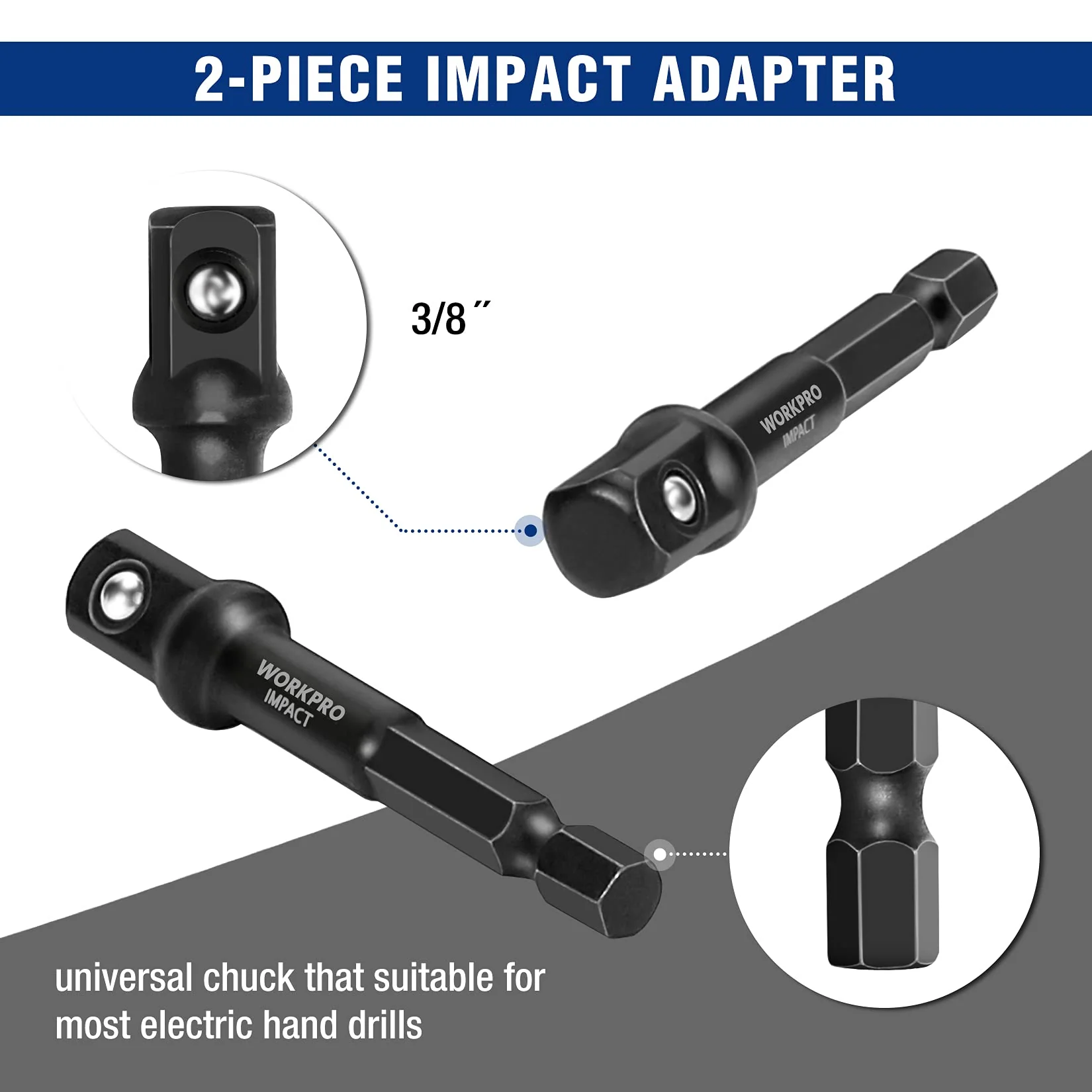 WORKPRO 1/2" Drive Air Impact Wrench & 15 Pcs Impact Bolt Nut Remover Set & 8 Pcs Flex-Head Ratcheting Combination Wrench Set & 6-in-1 Staple Gun - Image 6