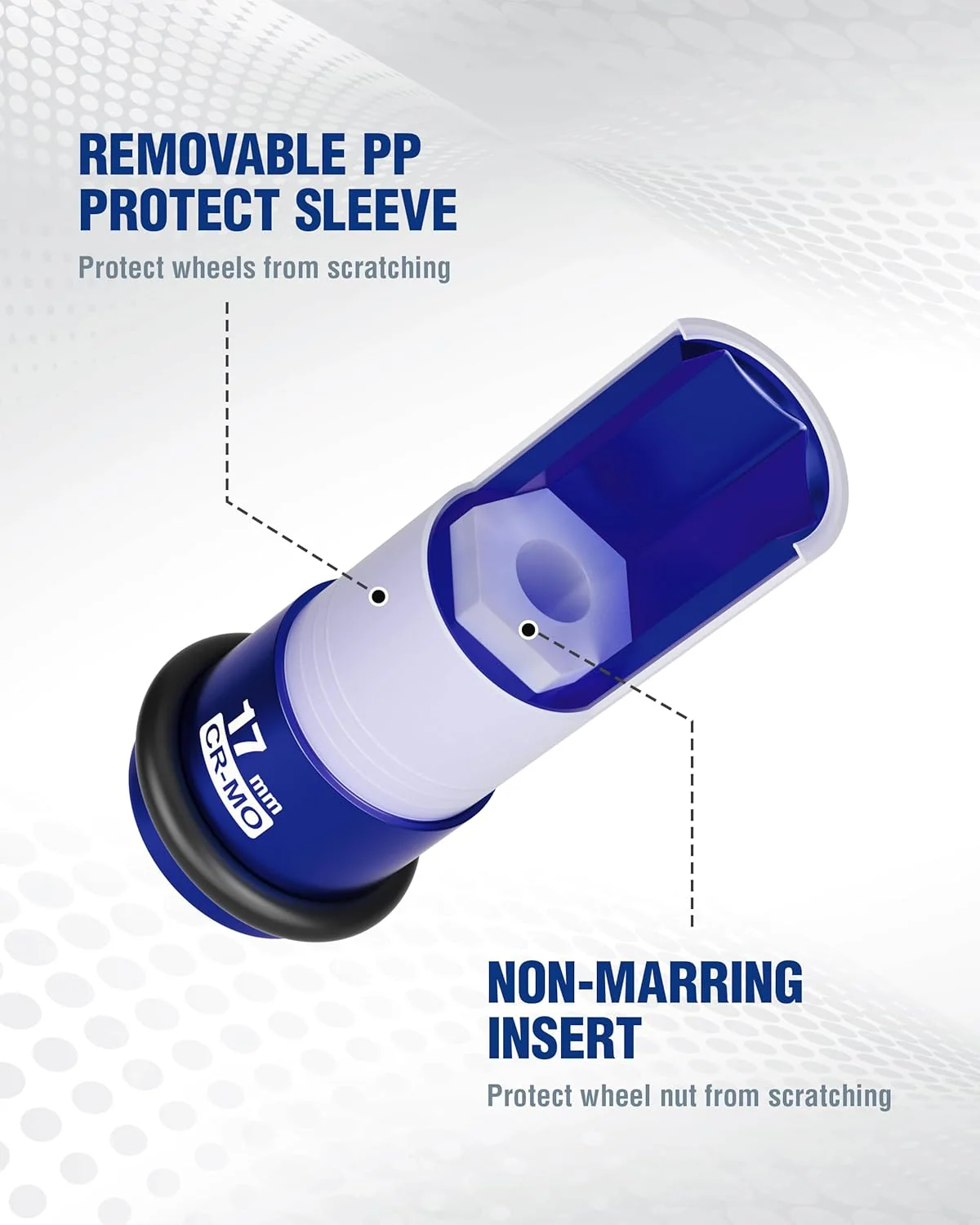 WORKPRO 1/2" Drive Lug Nut Impact Duty Socket, 17mm Deep Thin Wall Socket, Made of Premium Cr-Mo Steel, Non-Marring Lug Nut Wheel Sockets for Car - Image 6