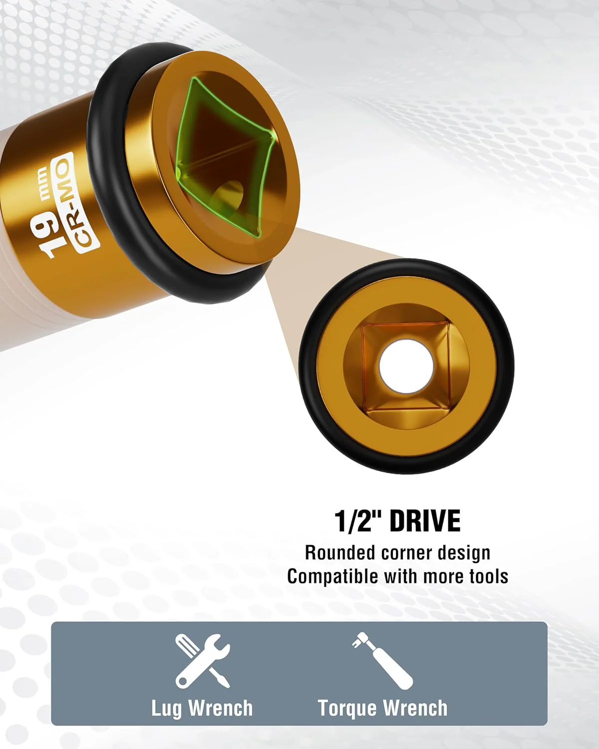 WORKPRO 1/2" Drive Lug Nut Impact Duty Socket, 19mm Deep Thin Wall Socket, Made of Premium Cr-Mo Steel, Non-Marring Lug Nut Wheel Sockets for Car - Image 5
