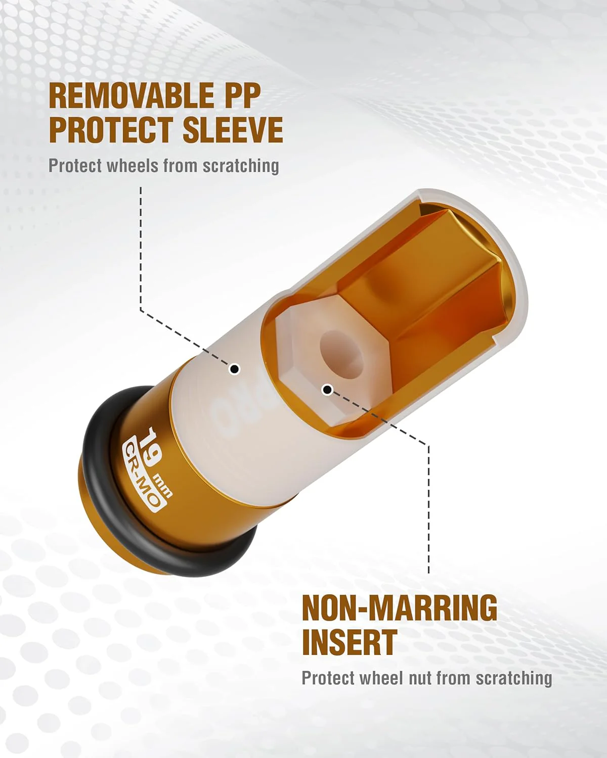 WORKPRO 1/2" Drive Lug Nut Impact Duty Socket, 19mm Deep Thin Wall Socket, Made of Premium Cr-Mo Steel, Non-Marring Lug Nut Wheel Sockets for Car - Image 6