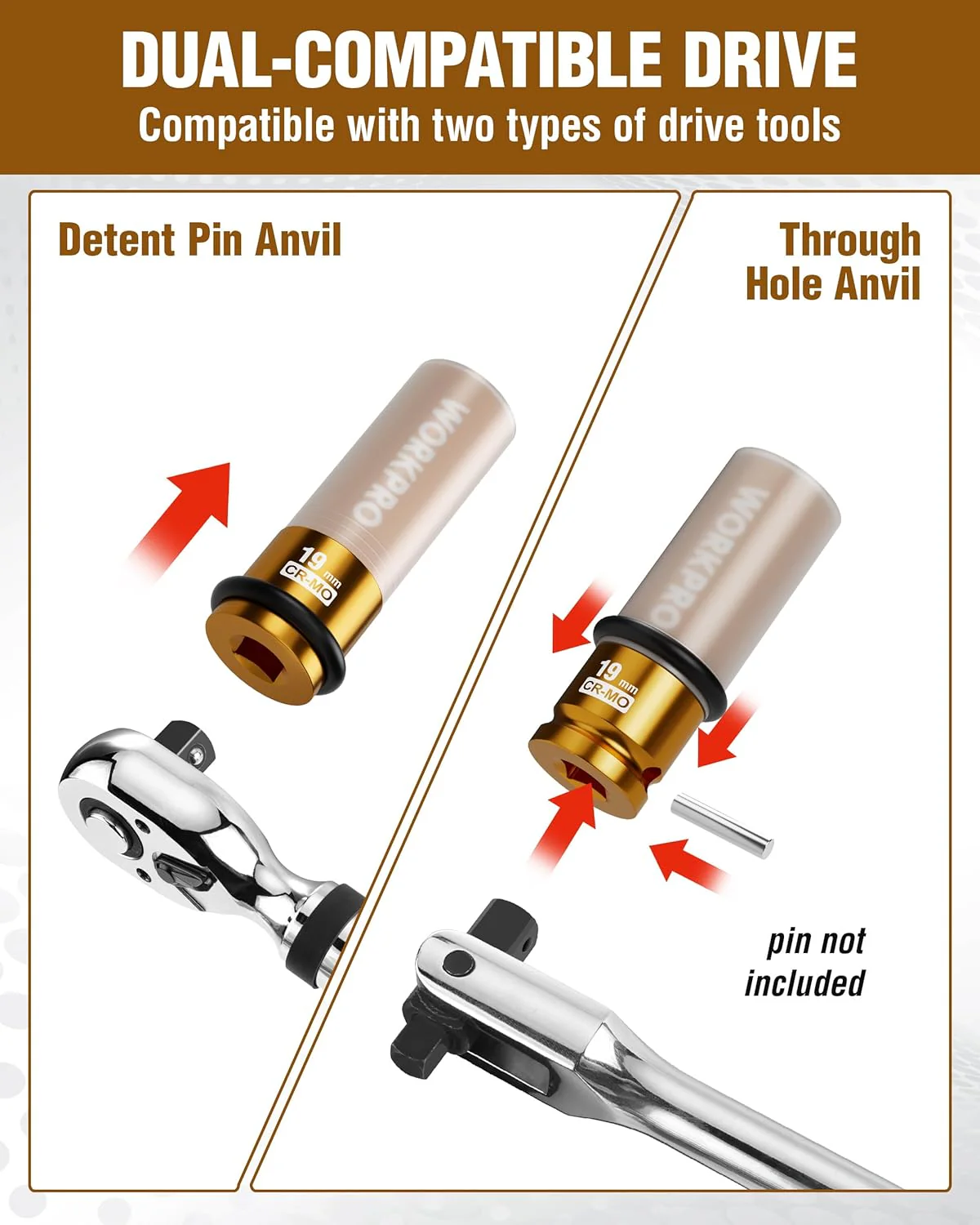 WORKPRO 1/2" Drive Lug Nut Impact Duty Socket, 19mm Deep Thin Wall Socket, Made of Premium Cr-Mo Steel, Non-Marring Lug Nut Wheel Sockets for Car - Image 8