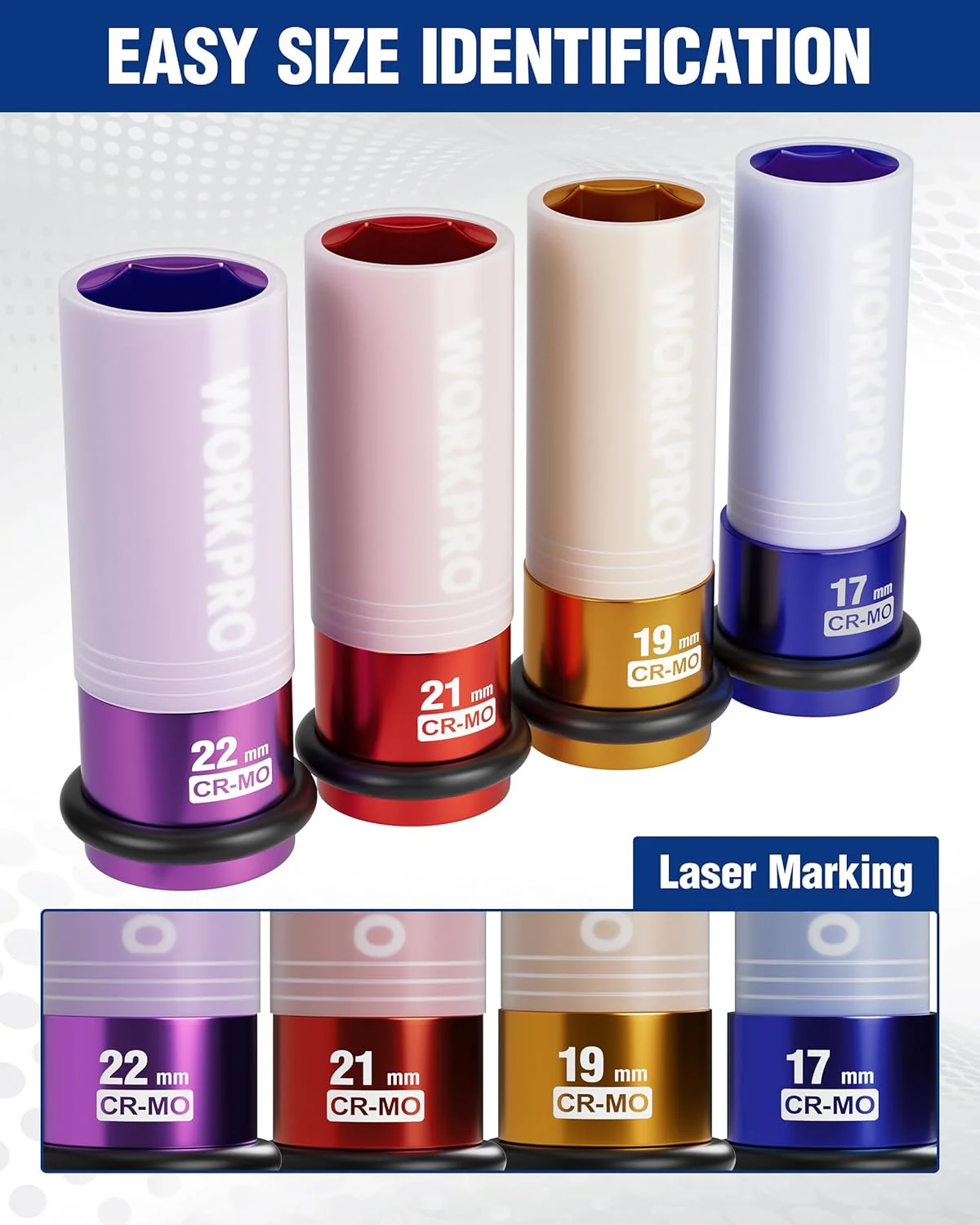 WORKPRO 1/2" Drive Lug Nut Impact Duty Socket, 22mm Deep Thin Wall Socket, Made of Premium Cr-Mo Steel, Non-Marring Lug Nut Wheel Sockets for Car - Image 7