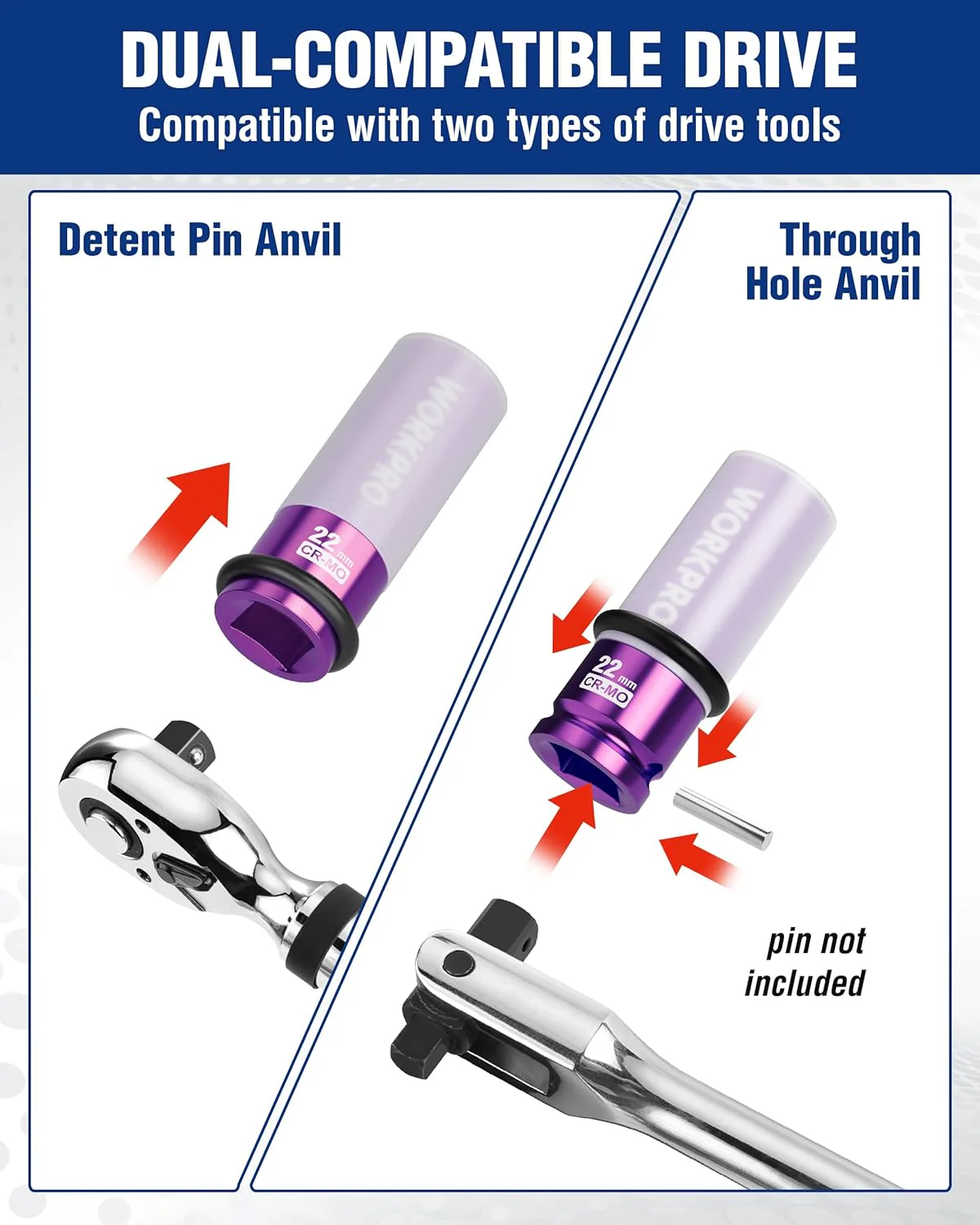 WORKPRO 1/2" Drive Lug Nut Impact Duty Socket, 22mm Deep Thin Wall Socket, Made of Premium Cr-Mo Steel, Non-Marring Lug Nut Wheel Sockets for Car - Image 8