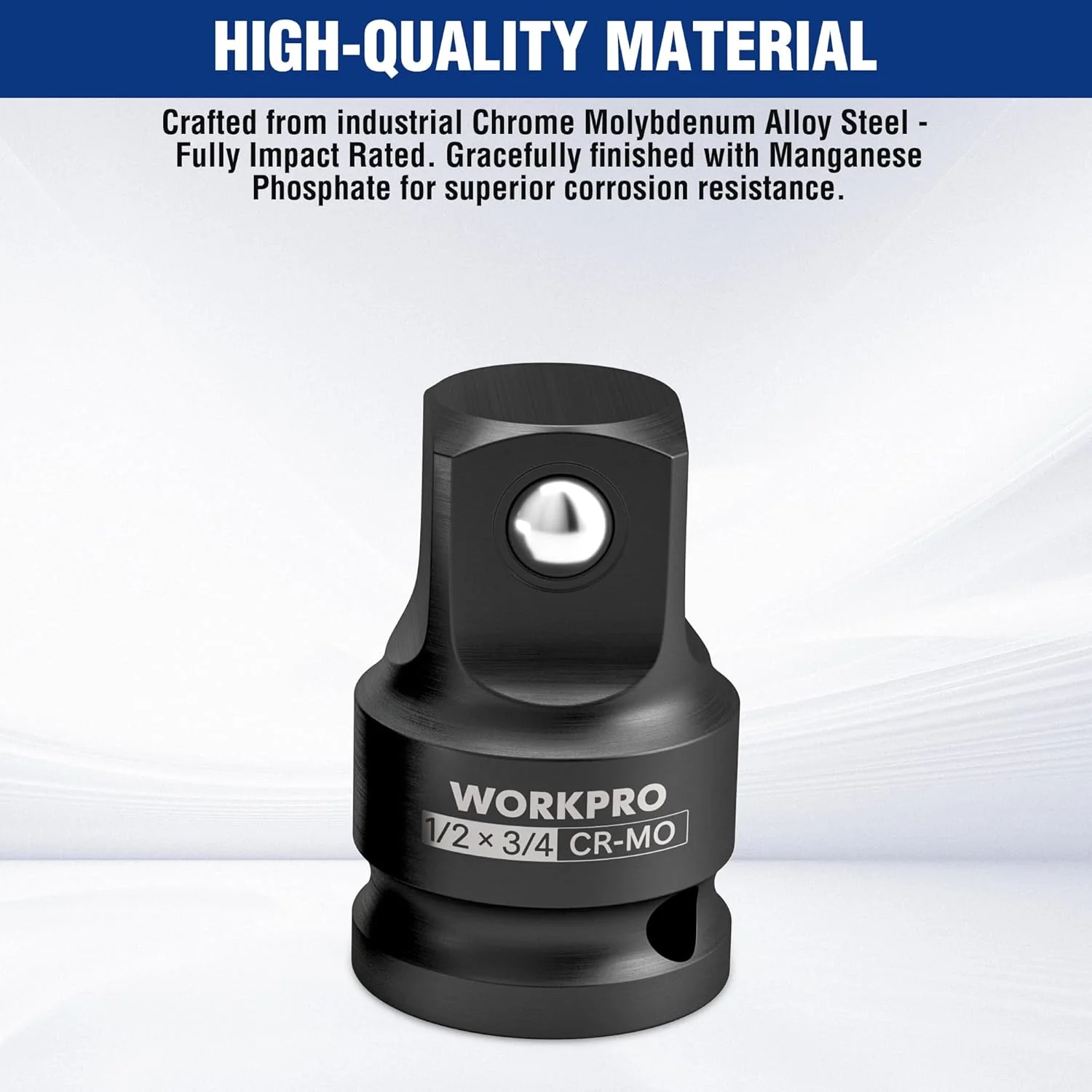 WORKPRO 1/2" F to 3/4" M Impact Socket Adapter, Cr-Mo Steel, Socket Adapter Set for Impact Driver Conversions, Square Drive Reducer for Impact Driver Wrench - Image 4