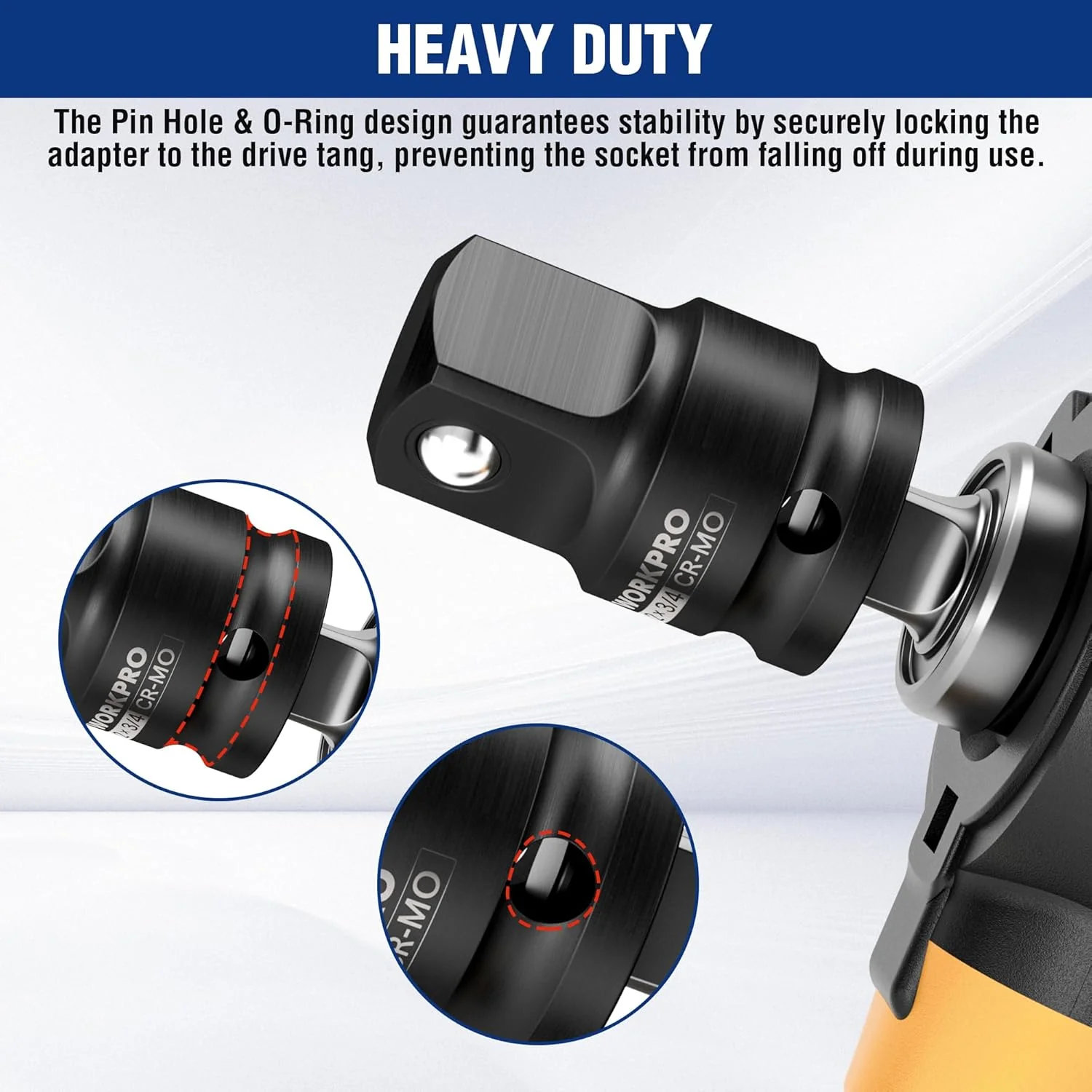 WORKPRO 1/2" F to 3/4" M Impact Socket Adapter, Cr-Mo Steel, Socket Adapter Set for Impact Driver Conversions, Square Drive Reducer for Impact Driver Wrench - Image 7