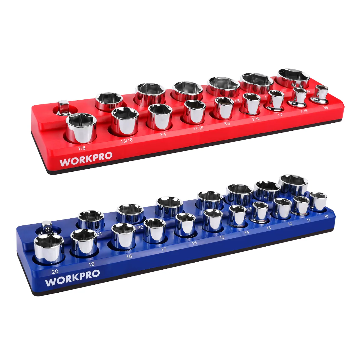 WORKPRO 1/2-inch, 1/4-inch, 3/8-inch Magnetic Socket Organizer Set