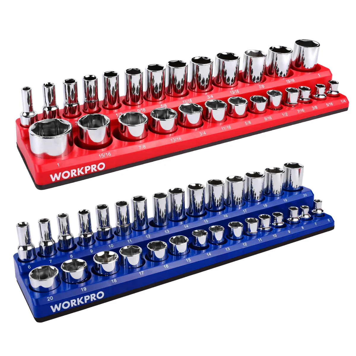 WORKPRO 1/2-inch, 1/4-inch, 3/8-inch Magnetic Socket Organizer Set - Image 2