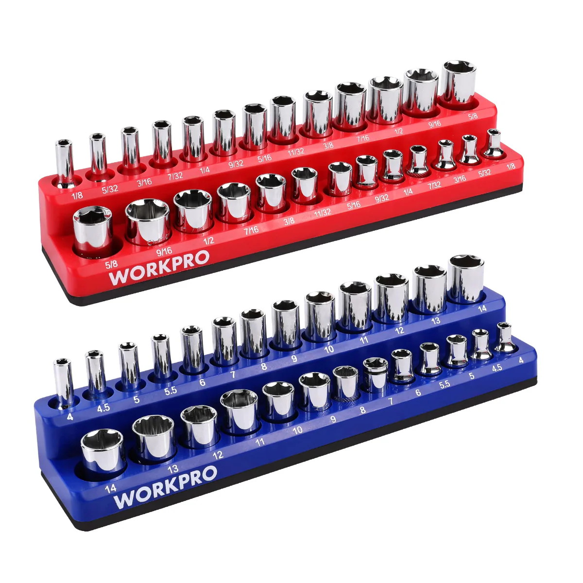 WORKPRO 1/2-inch, 1/4-inch, 3/8-inch Magnetic Socket Organizer Set - Image 3