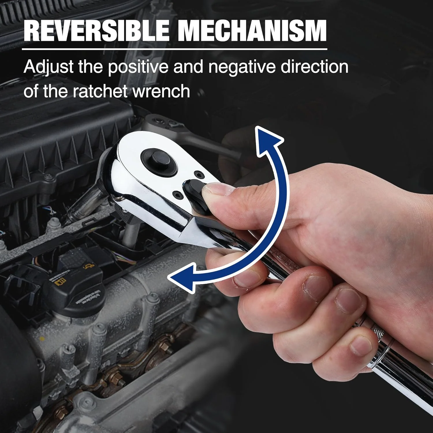 WORKPRO 1/2-Inch Drive Ratchet, Quick-Release Reversible Ratchet Wrench, 72-Tooth Handle, Chrome Alloy Made, Cr-Mo Head, Full Polished - Image 6