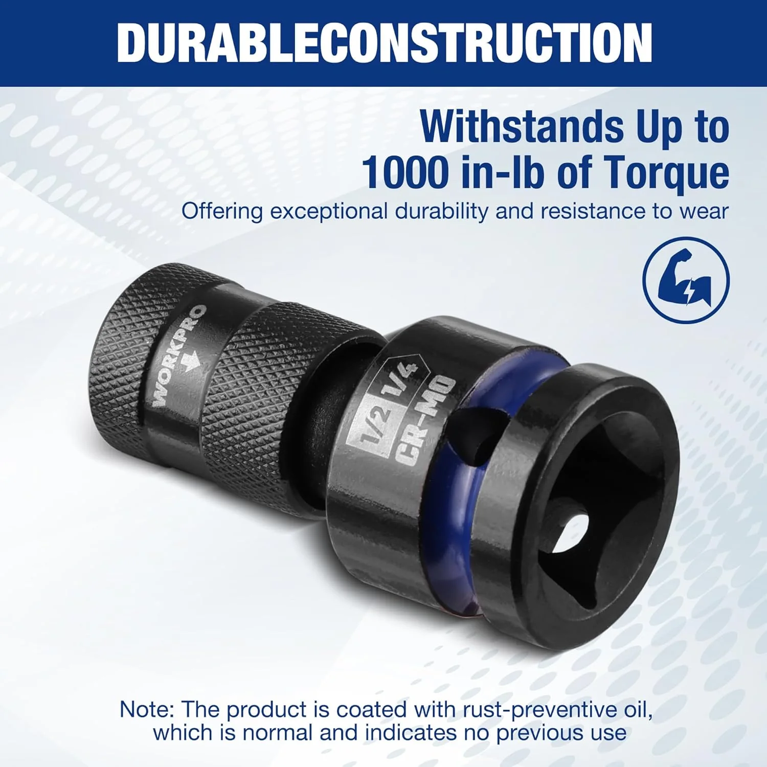 WORKPRO 1/2-inch Square to 1/4-inch Hex Quick Release Impact Socket Adapter and Bit Holder for Ratchet Wrenches, Drivers, Drills - Made from Durable CR-MO Steel - Image 6
