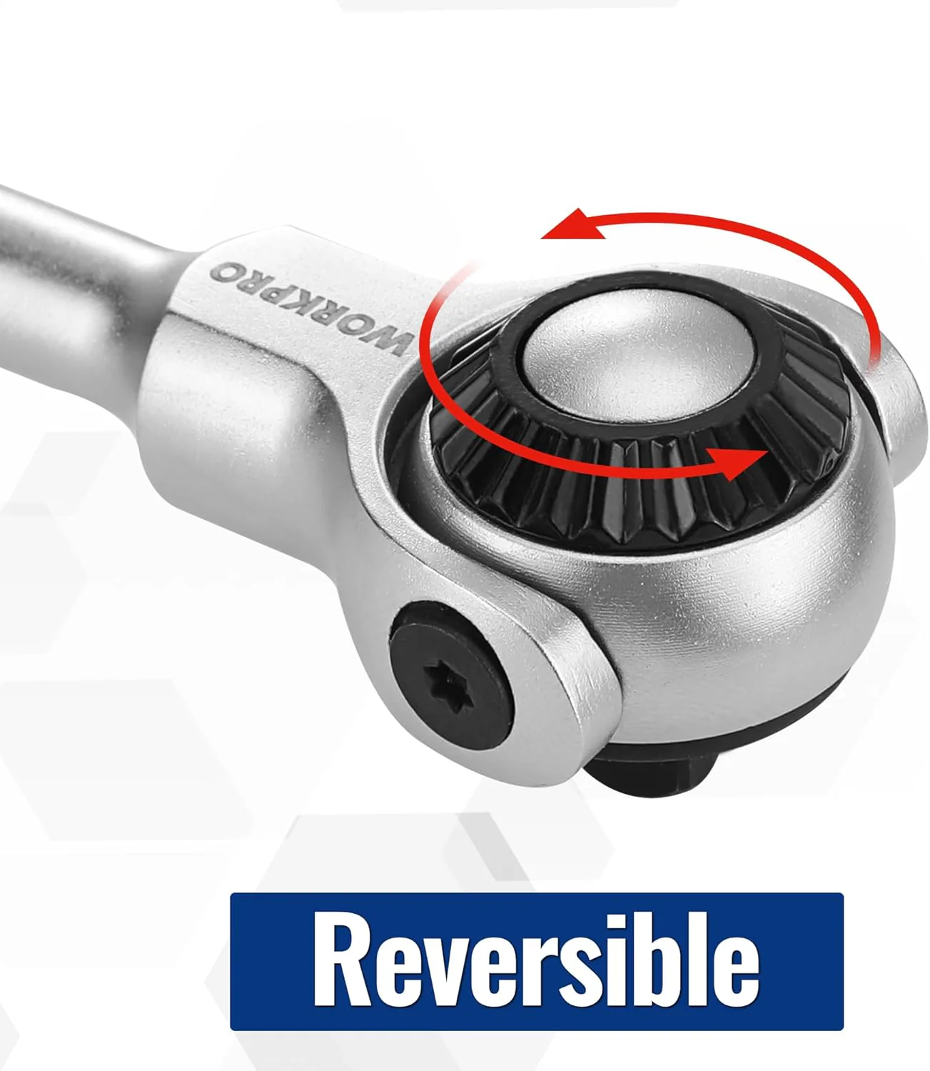 WORKPRO 1/4" Drive Swivel Head Ratchet, 72-Tooth, 270° Rotation, Quick Release & Reversible, Cr-Mo Head, Chrome Finish, Ideal for Tight Spaces & Precision Tasks - Image 4