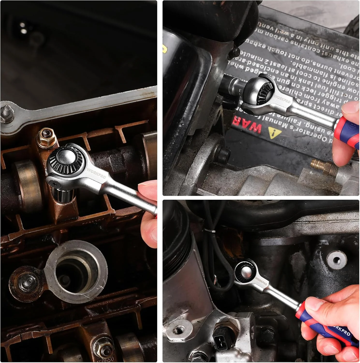 WORKPRO 1/4" Drive Swivel Head Ratchet, 72-Tooth, 270° Rotation, Quick Release & Reversible, Cr-Mo Head, Chrome Finish, Ideal for Tight Spaces & Precision Tasks - Image 7