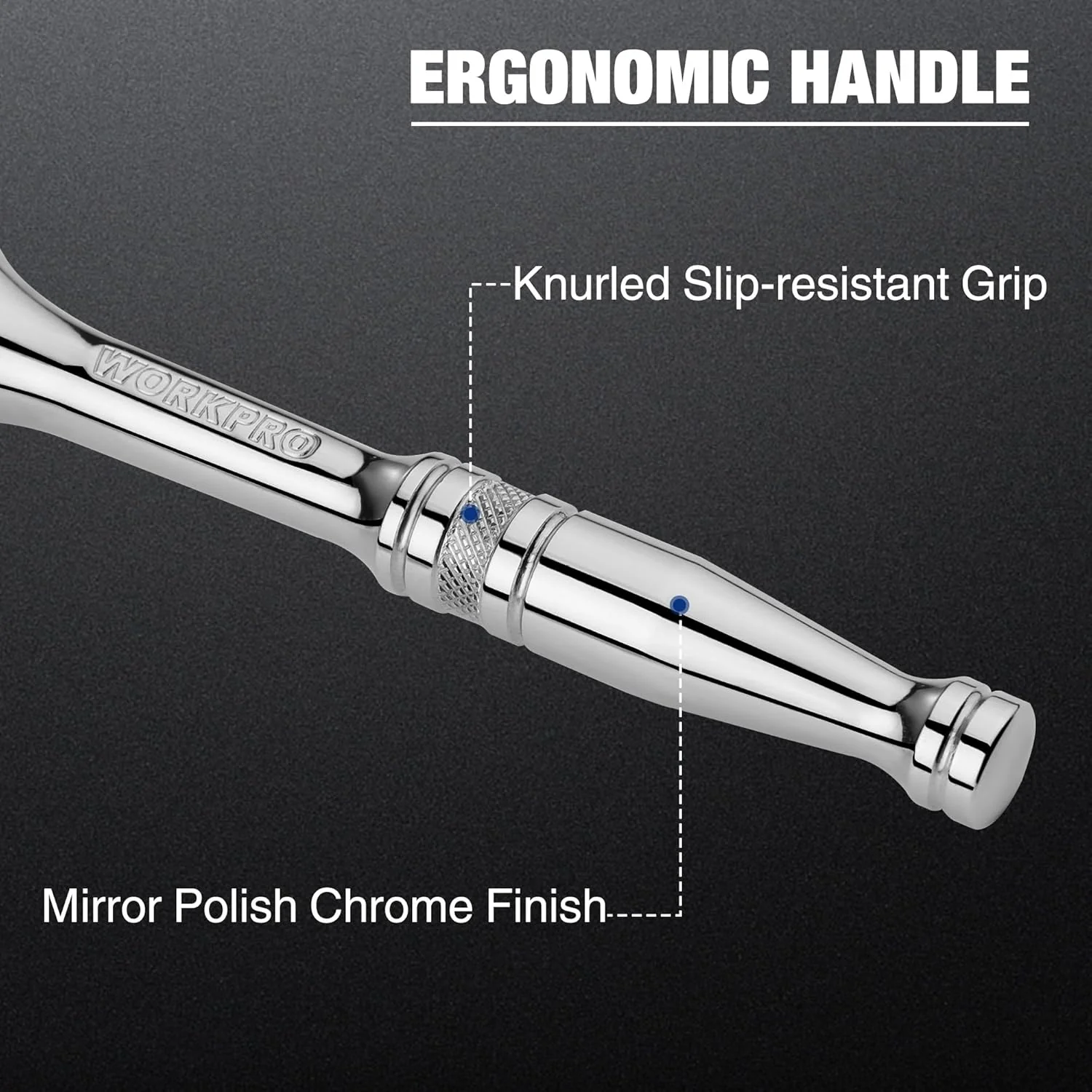 WORKPRO 1/4-Inch Drive Ratchet, Quick-Release Reversible Ratchet Wrench, 72-Tooth Handle, Chrome Alloy Made, Cr-Mo Head, Full Polished - Image 6
