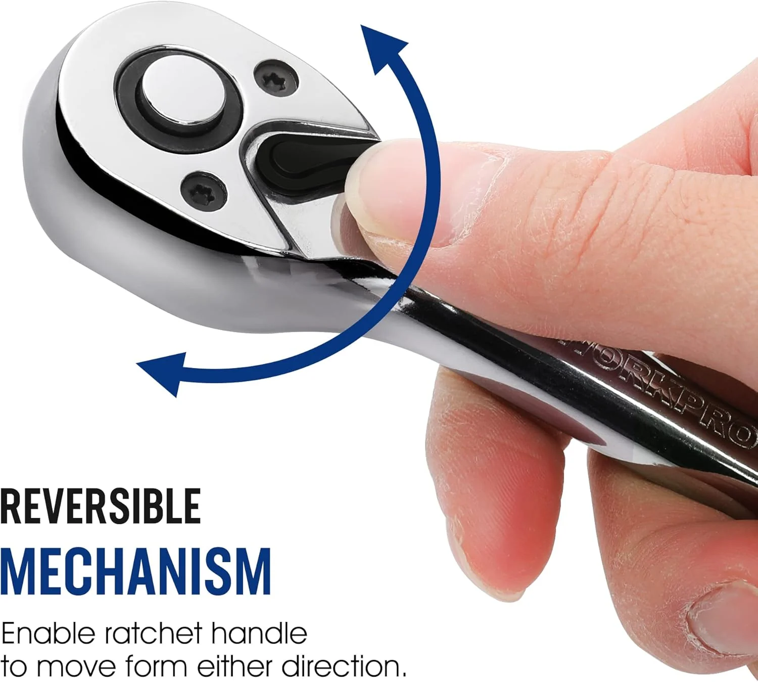 WORKPRO 1/4-Inch Drive Ratchet Wrench, 72-Tooth Reversible Ratchet, Quick-Release 1/4 Drive Ratchet Handle, CR-MO Head, Chrome Plated Finish - Image 3