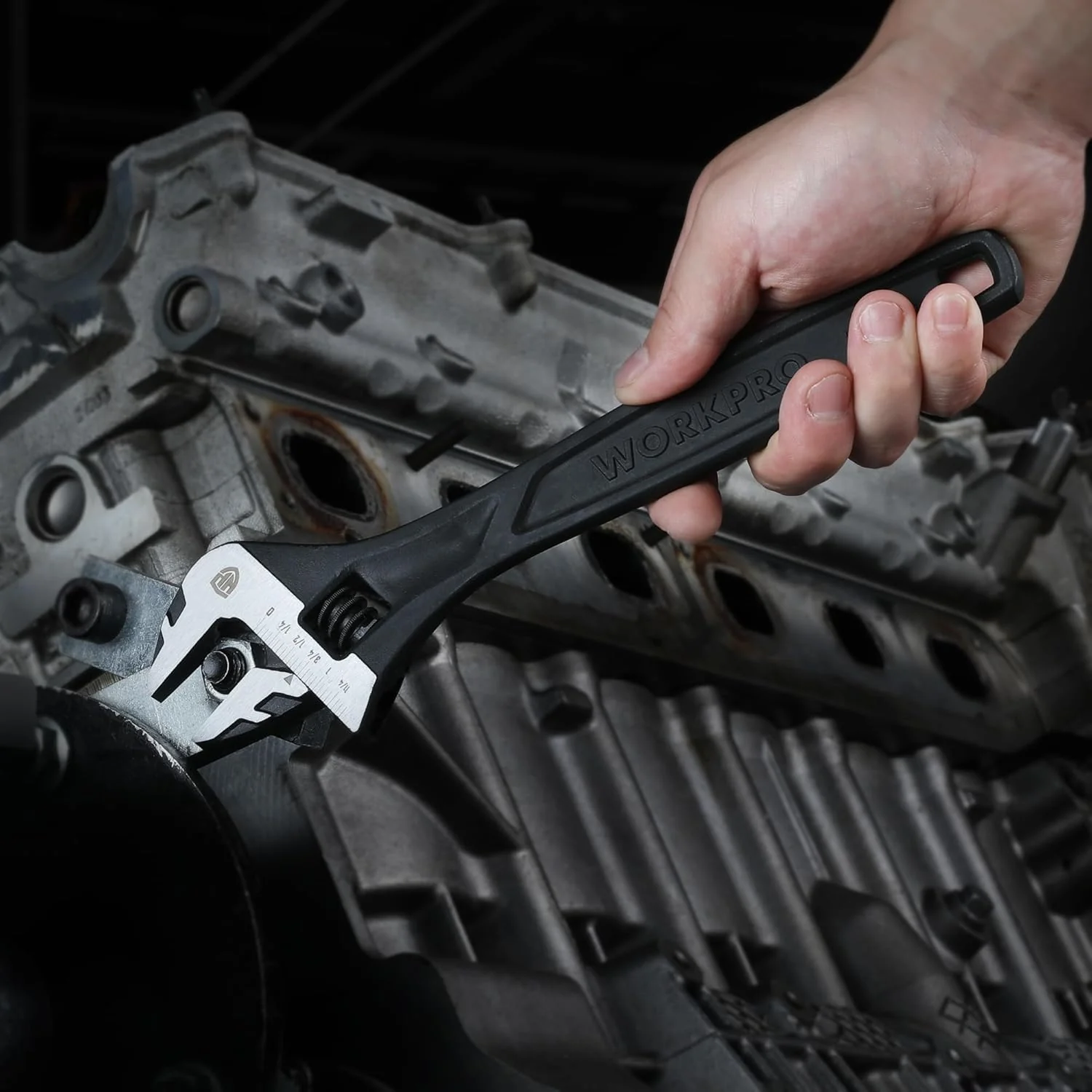 WORKPRO 10" Adjustable Wrench, Black Oxide Wrench 10 Inch with Inch/Metric Scale, Premium Cr-V Steel - Image 8