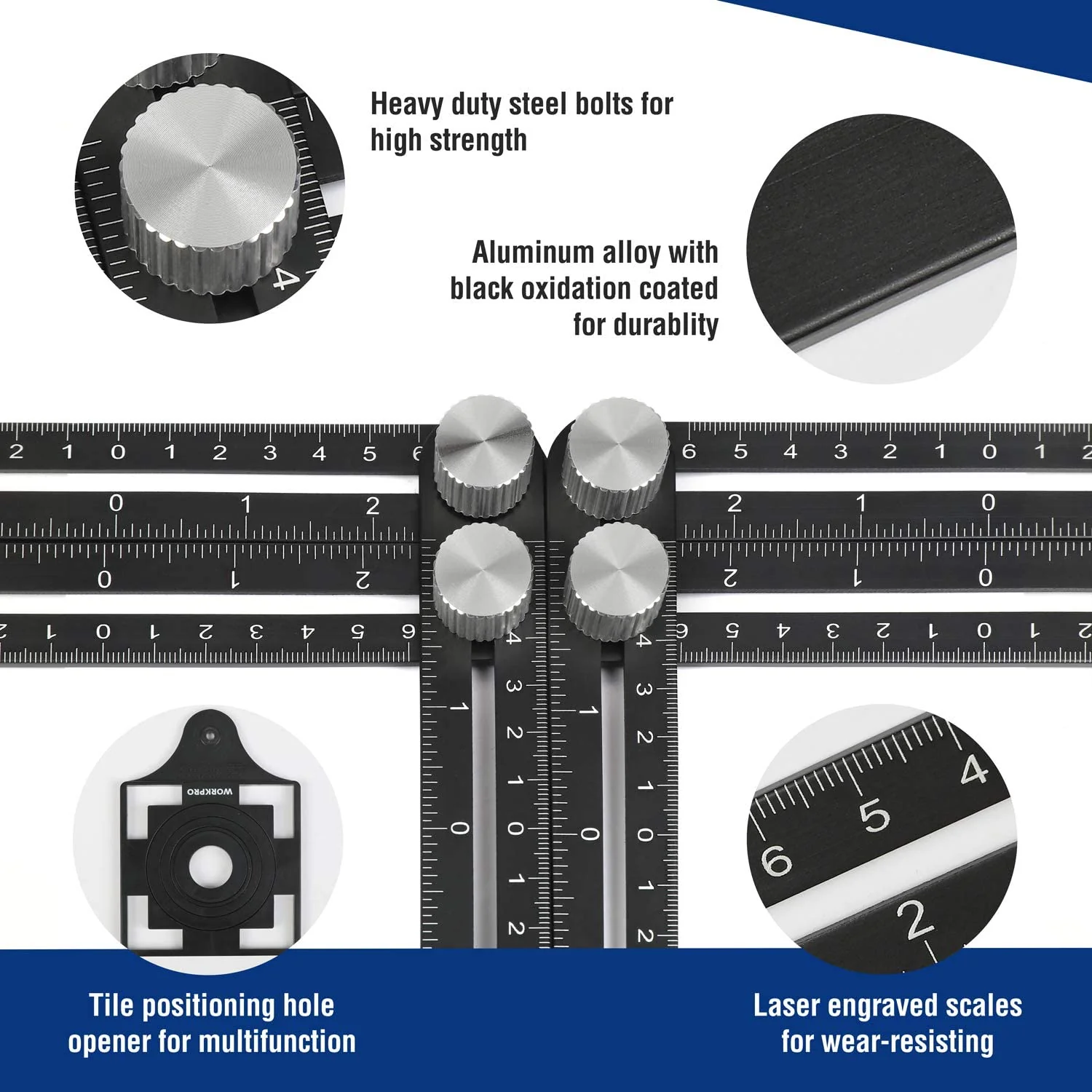 WORKPRO 10" Contour Gauge and 6-Sided Angle Measuring Tool Combo Kit - Image 4