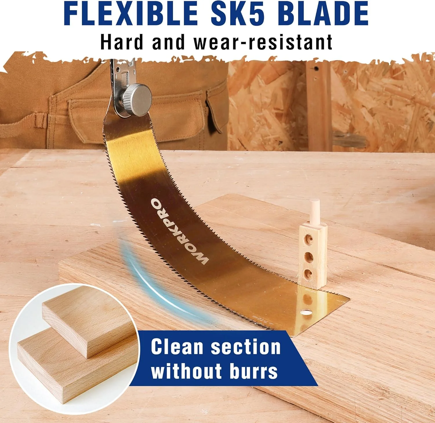 WORKPRO 10 Inch Japanese Pull Saw, Double-Edged Hand Saw for Wood Cutting with 7-9&18 TPI, SK5 Flexible Blade Flush Cut Saw with Non-Slip Beech Handle, Perfect Woodworking Tool Gift - Image 2