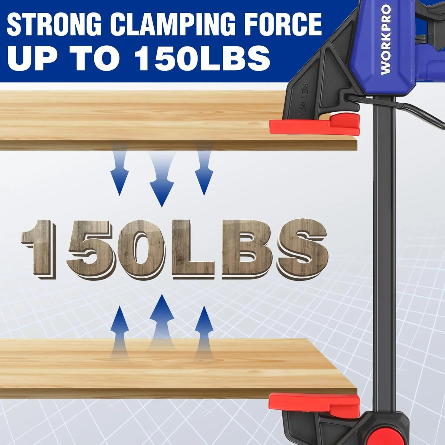 WORKPRO 10-Pack Bar Clamps for Woodworking, 6-Inch (2) Mini & (2) Light Duty and 12-Inch (2) Wood Clamps & 4-1/2-Inch (4) Spring Clamps, F Clamp with 50/150 LBS Load Limited - Image 5