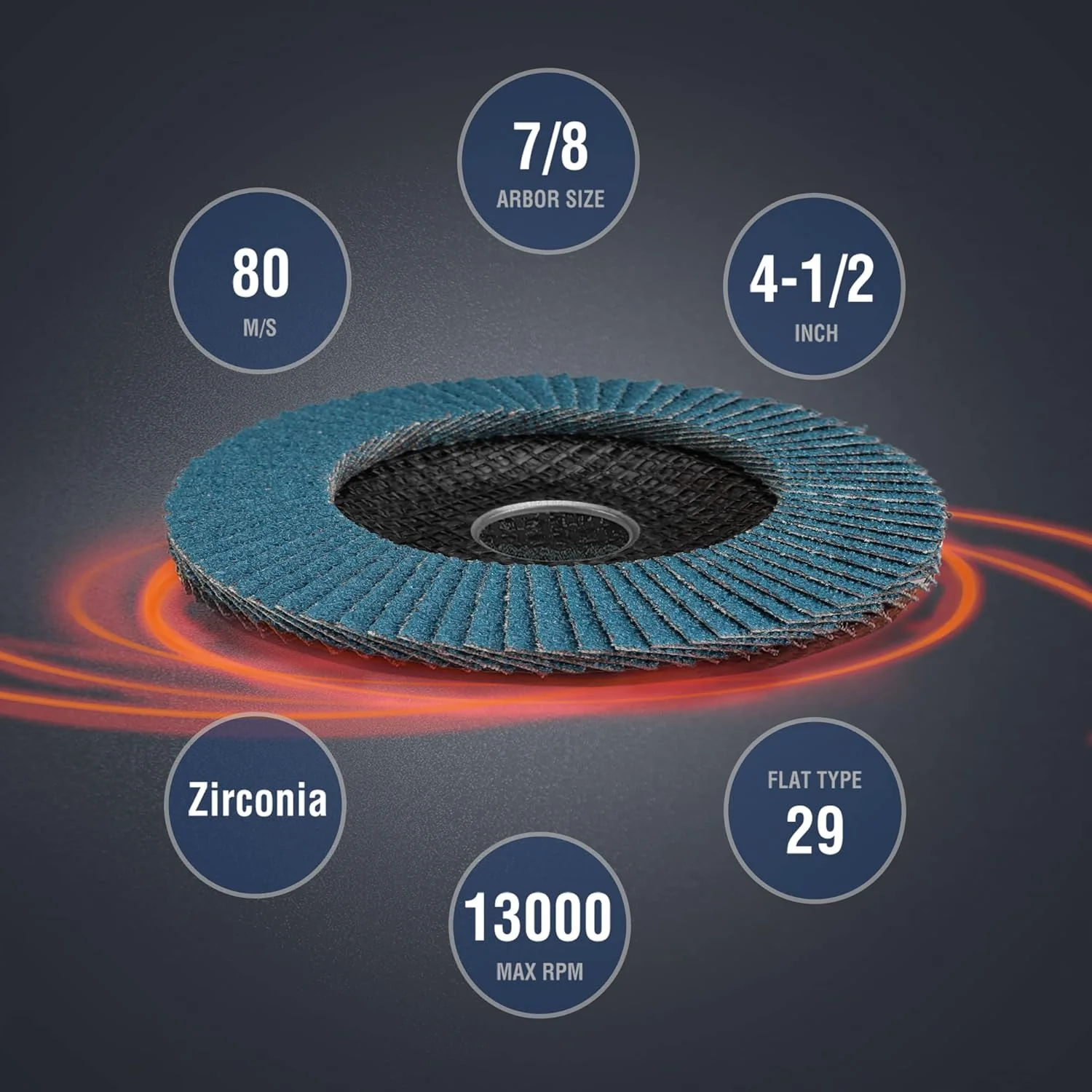 WORKPRO 10-Pack Flap Discs, 4-1/2-inch, Arbor Size 7/8-inch, T29 Zirconia Abrasive Grinding Wheel and Flap Sanding Disc, Includes 60 Grit - Image 3