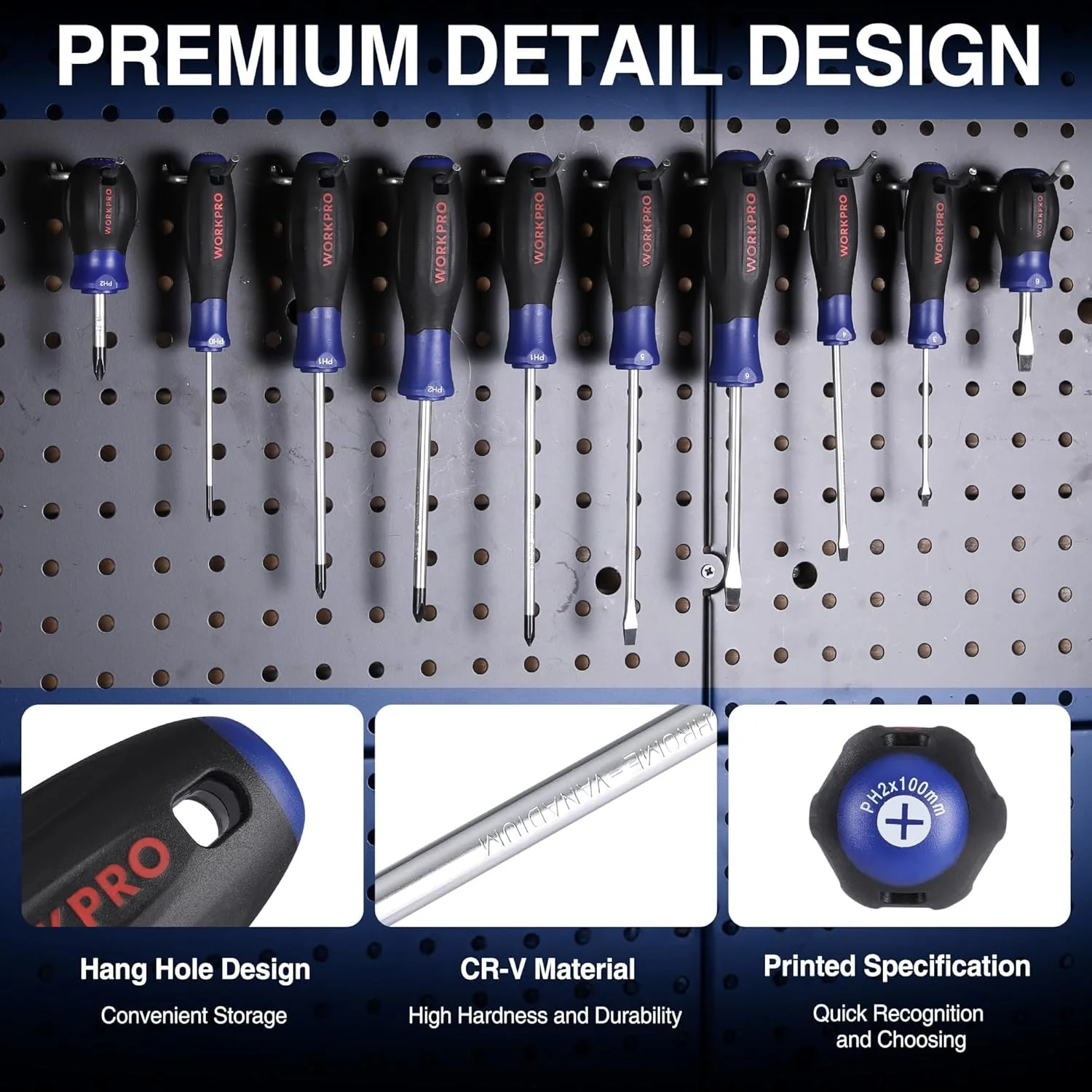 WORKPRO 10-Piece Magnetic Screwdriver Set with Pouch, Phillips, Slotted, Flat Head Screwdriver Include Magnetizer, Screwdriver with Non-Slip Grip, for Home Repair and DIY Projects - Image 5