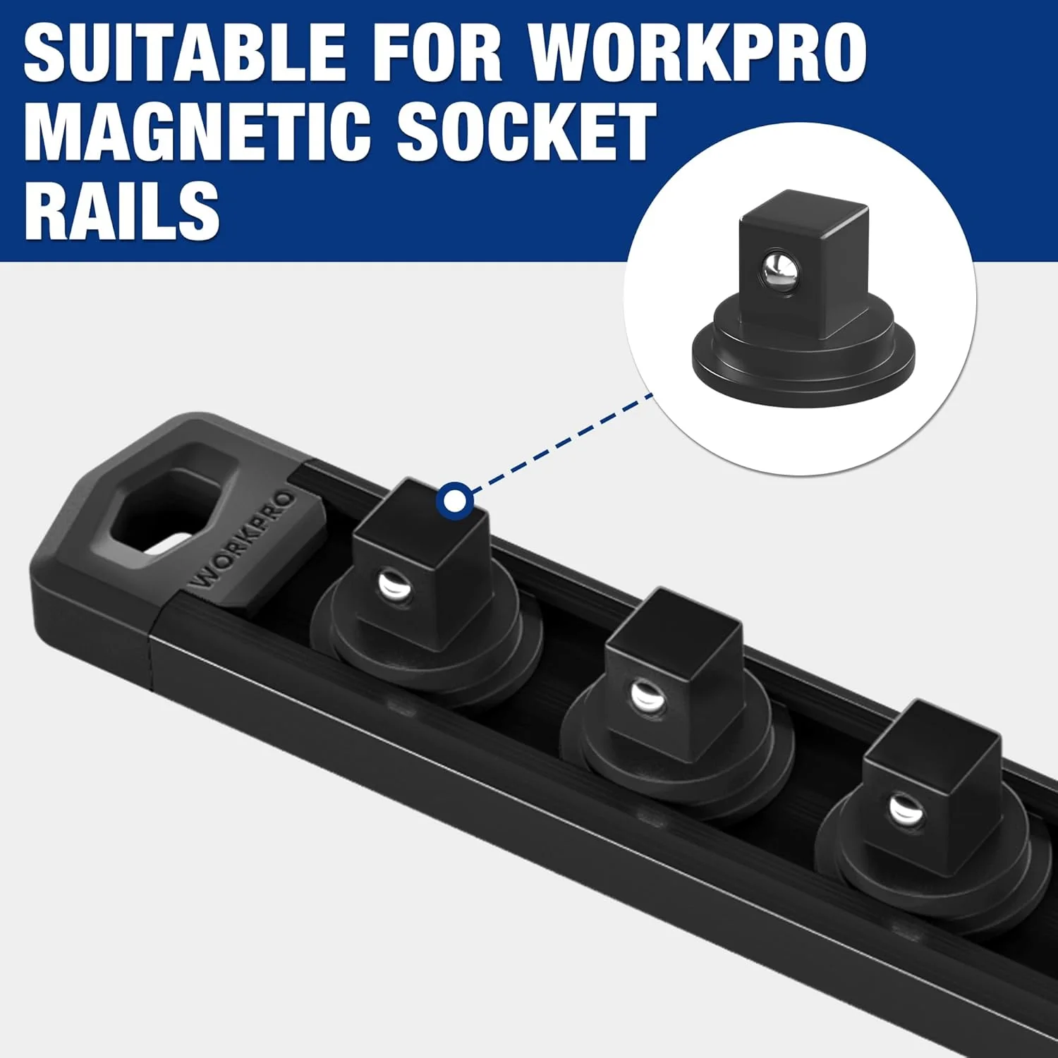 WORKPRO 10-Piece Socket Clips Set, 1/4", 3/8", 1/2" Drive for WORKPRO Magnetic Socket Organizer Rails - Image 3