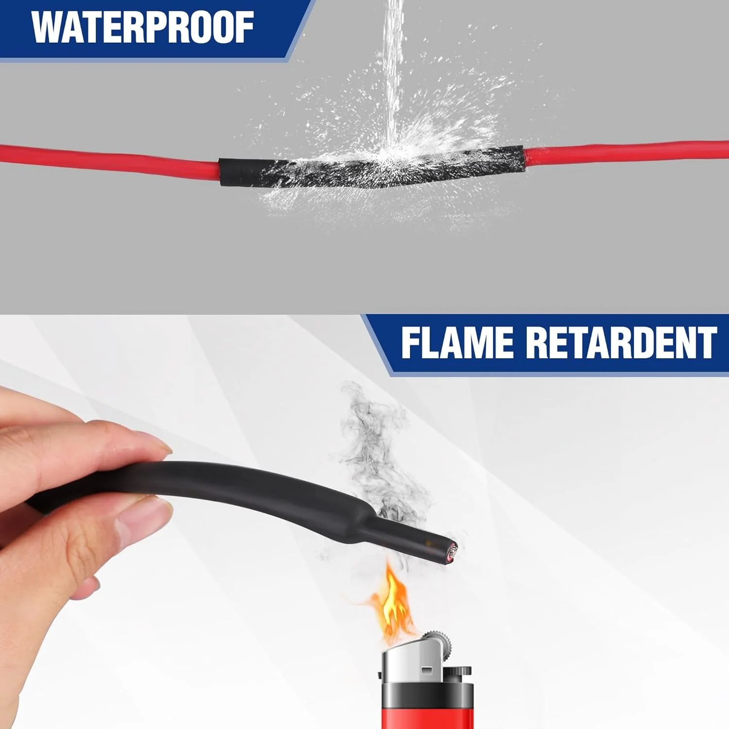 WORKPRO 100 FT 3/8" Heat Shrink Tubing, 3:1 Ratio Dual Wall Adhesive Lined Heat Wire Shrink Wrap Tubing, Industrial and Marine Grade Shrinking Cable Tube, Flame Retardant and Waterproof, Black - Image 5