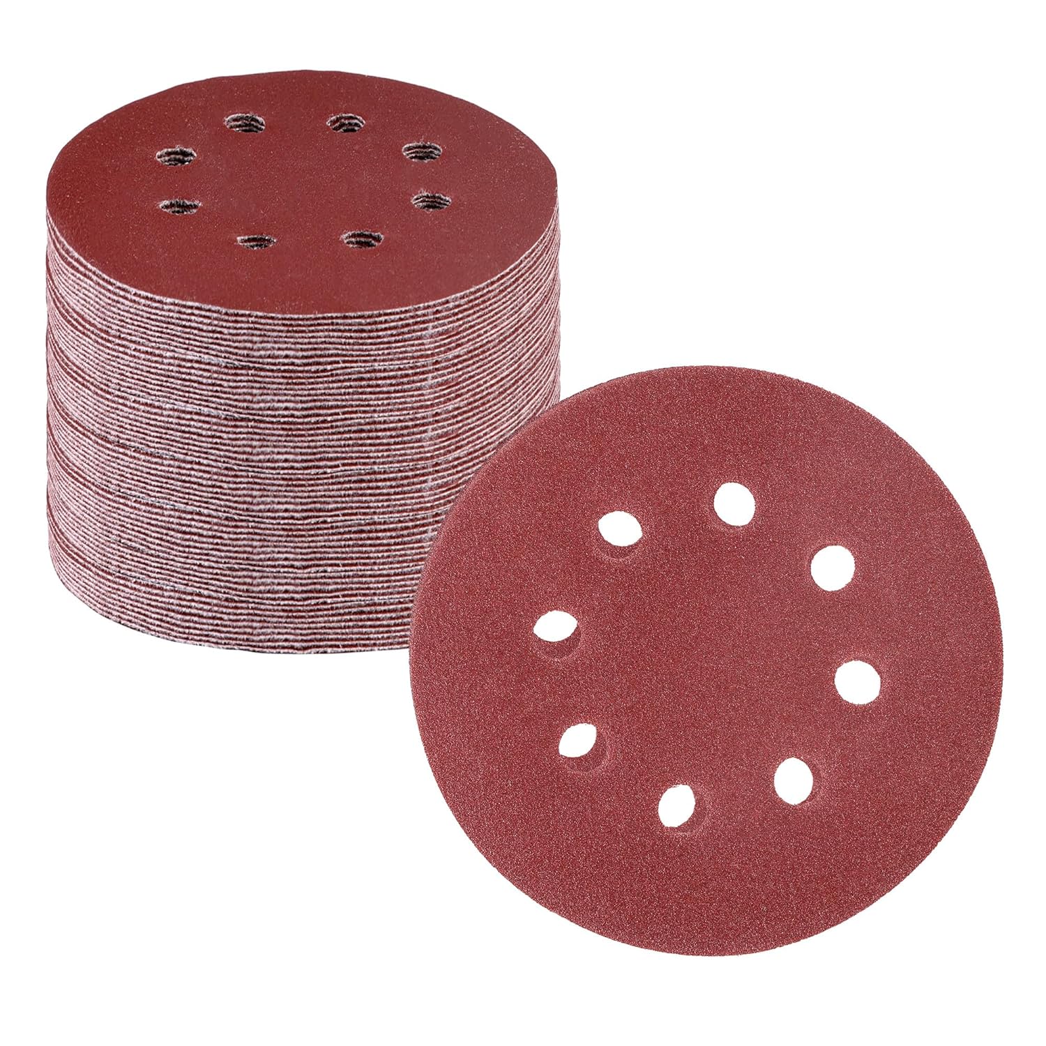 WORKPRO 100-Piece 180 Grit Sanding Discs - 5-Inch 8-Hole Hook and Loop Sandpaper for Random Orbital Sander (Not for Oscillating Tools or Mouse Sander)