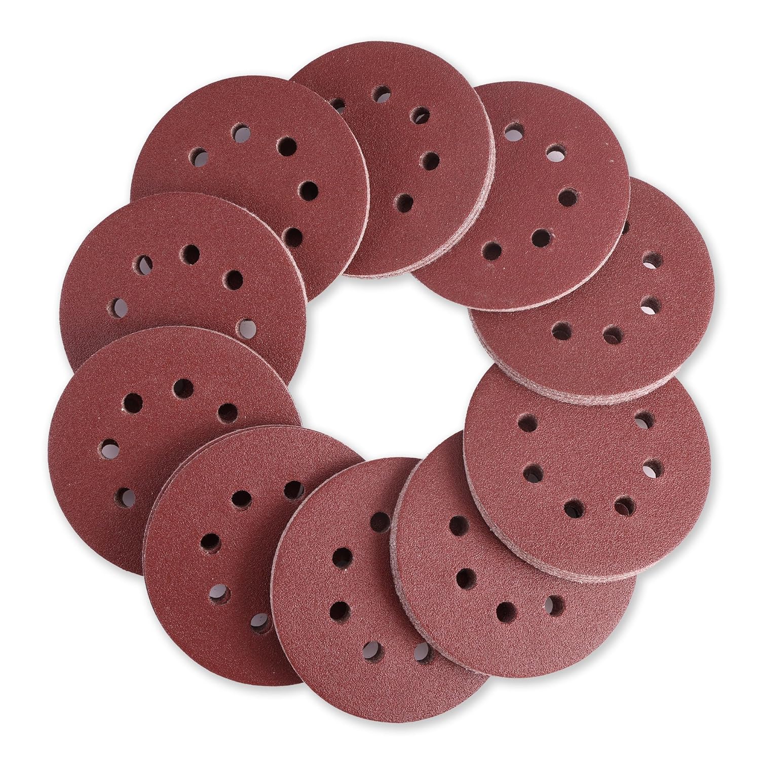 WORKPRO 100-Piece 80 Grit Sanding Discs - 5-Inch 8-Hole Hook and Loop Sandpaper for Random Orbital Sander (Not for Oscillating Tools or Mouse Sander) - Image 2