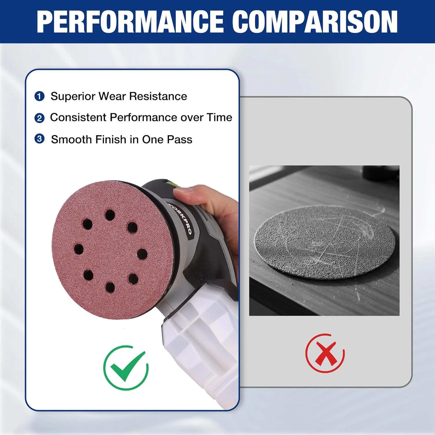 WORKPRO 100-Piece 80 Grit Sanding Discs - 5-Inch 8-Hole Hook and Loop Sandpaper for Random Orbital Sander (Not for Oscillating Tools or Mouse Sander) - Image 6