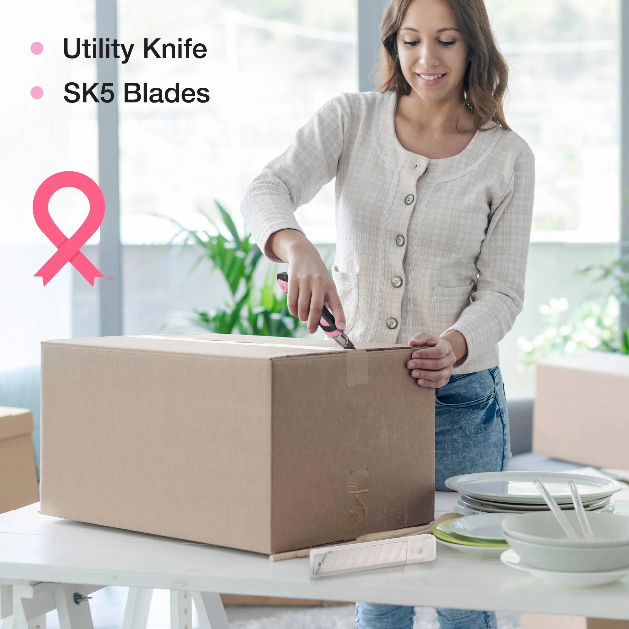 WORKPRO 100 Pcs / 236 Pcs Pink Tool Kit with Easy Carrying Round Pouch Perfect for DIY Home Maintenance - Pink Ribbon - Image 7