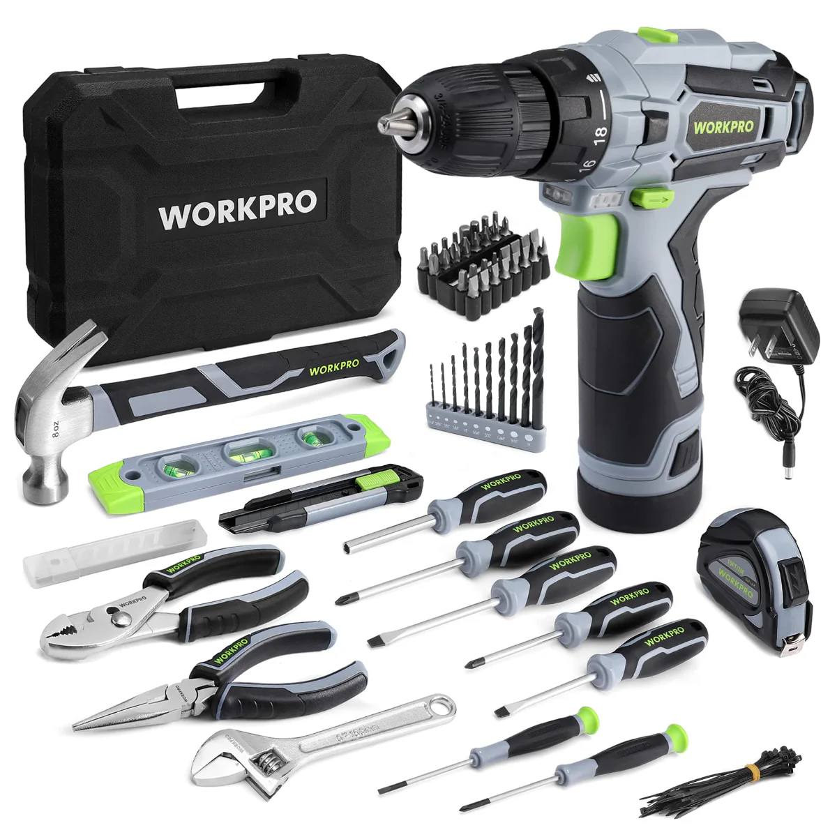 WORKPRO 108-Piece Portable Tool Set with Power Drill - Pink Ribbon - Image 11