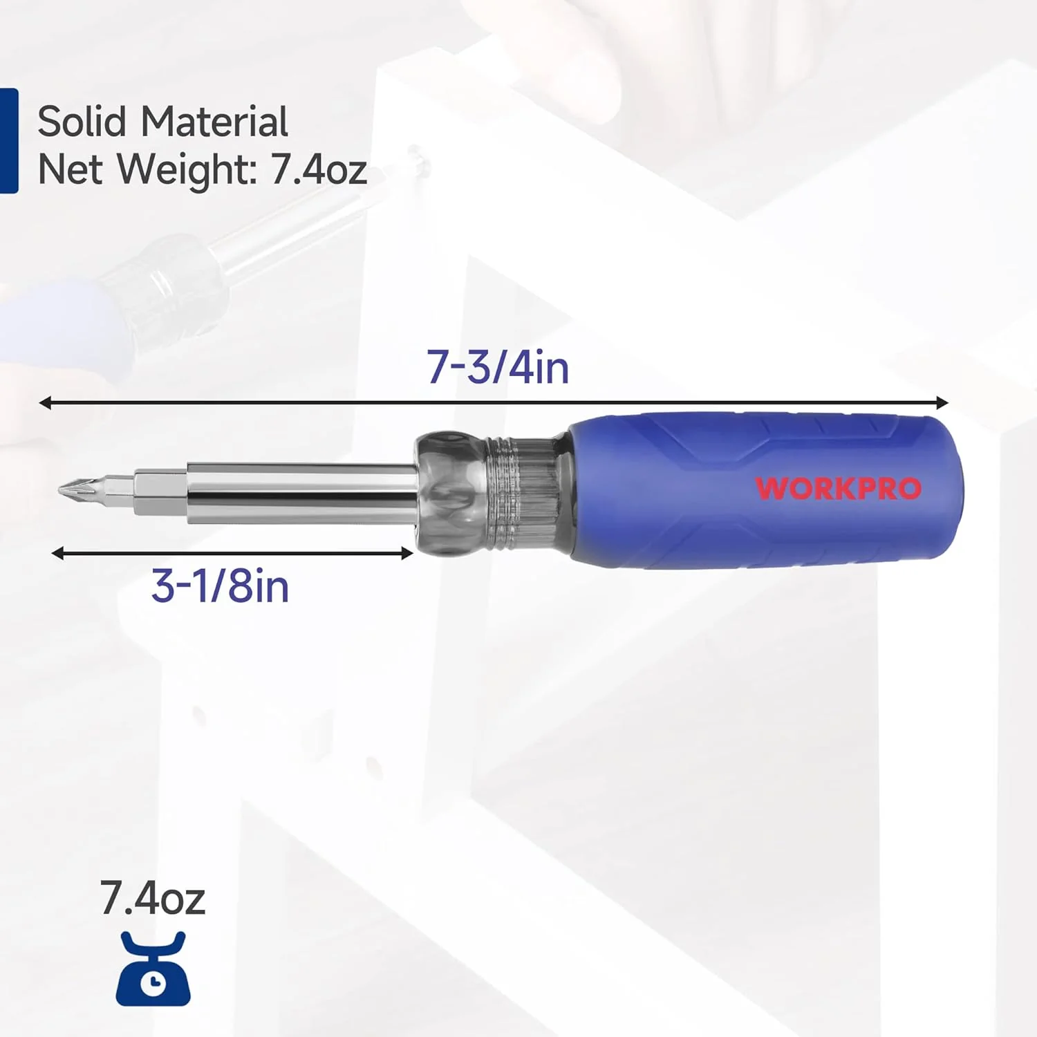WORKPRO 11-in-1 Screwdriver/Nut Driver Set Tool Comfort Grip, All in One Multi-bit, Portable Screw-driver, 8 Bits (Philips/Slotted/Torx/Square), 3 Nut Driver Sizes - Image 5