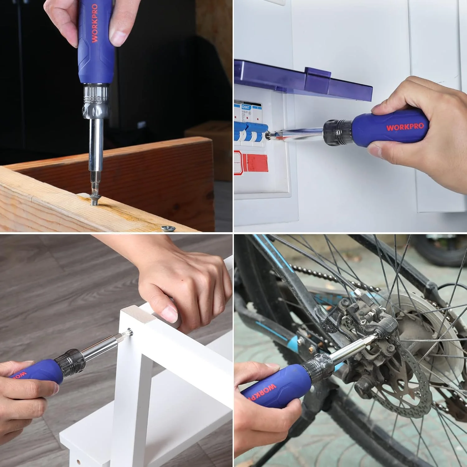 WORKPRO 11-in-1 Screwdriver/Nut Driver Set Tool Comfort Grip, All in One Multi-bit, Portable Screw-driver, 8 Bits (Philips/Slotted/Torx/Square), 3 Nut Driver Sizes - Image 6