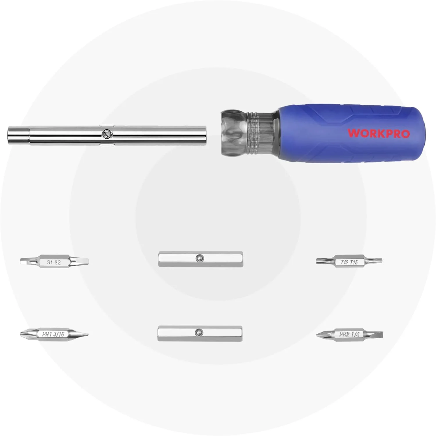 WORKPRO 11-in-1 Screwdriver/Nut Driver Set Tool Comfort Grip, All in One Multi-bit, Portable Screw-driver, 8 Bits (Philips/Slotted/Torx/Square), 3 Nut Driver Sizes - Image 7
