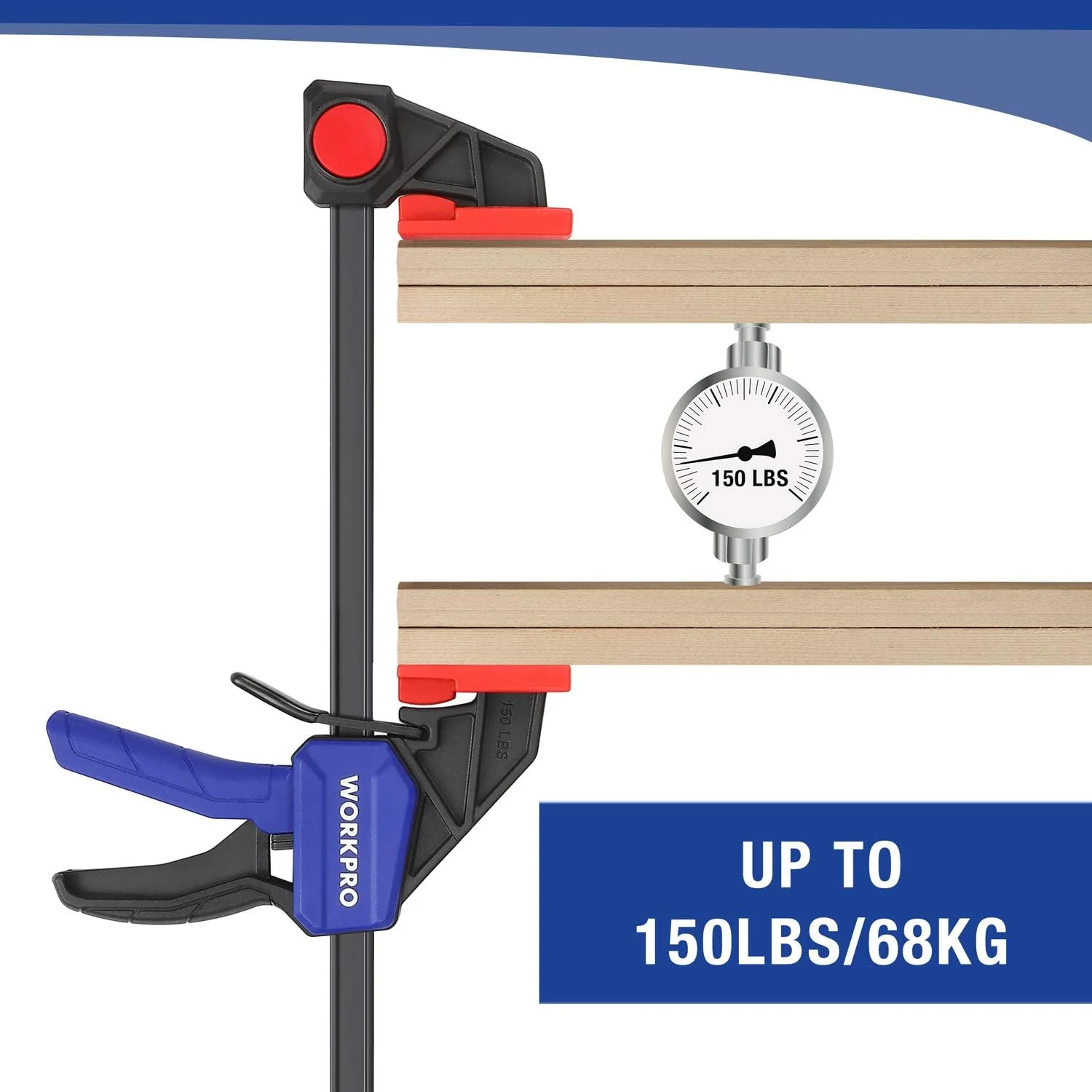 WORKPRO 12" Clamps for Woodworking 2-Pack, Quick-Release Wood Clamps/Spreader Light Duty, One Hand F Clamps 150 LBS Load Limit, Ideal for Woodworking and DIY Projects - Image 2