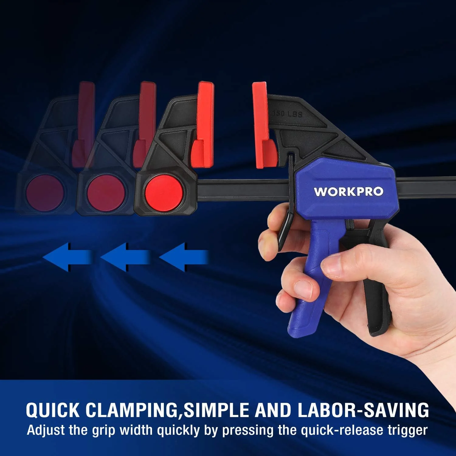 WORKPRO 12" Clamps for Woodworking 2-Pack, Quick-Release Wood Clamps/Spreader Light Duty, One Hand F Clamps 150 LBS Load Limit, Ideal for Woodworking and DIY Projects - Image 8