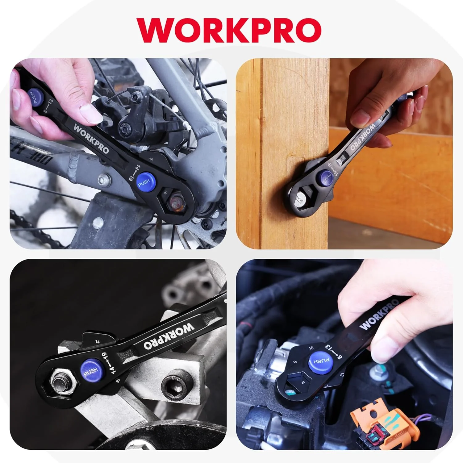 WORKPRO 12-in-1 Universal Wrench, Metric 8-19mm Adjustable Wrench with Heat-Treated Cr-Mo Steel, ASME Standard, Multi-Position Head, Multi-Size Compact Spanner for Mechanics, Cars, and Motorcycles - Image 7