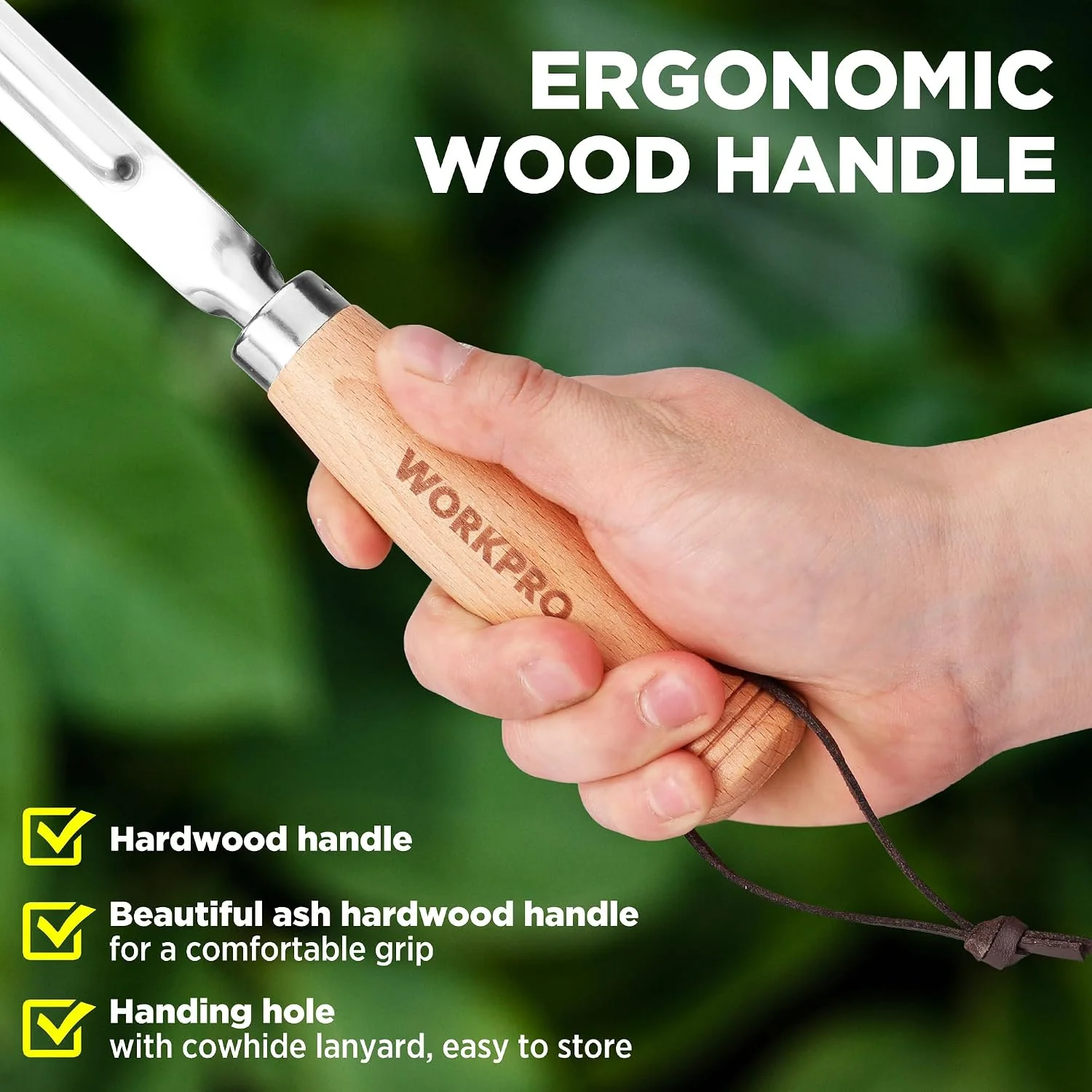 WORKPRO Crack Weeder, 12" Stainless Steel Crevice Weeding Tool with Beech Wood Handle, L-Shaped Side-Walk Weed Puller Spatula, for Garden Lawn Yard Patio Terrace Paving Moss, Small Gardening Tool - Image 5