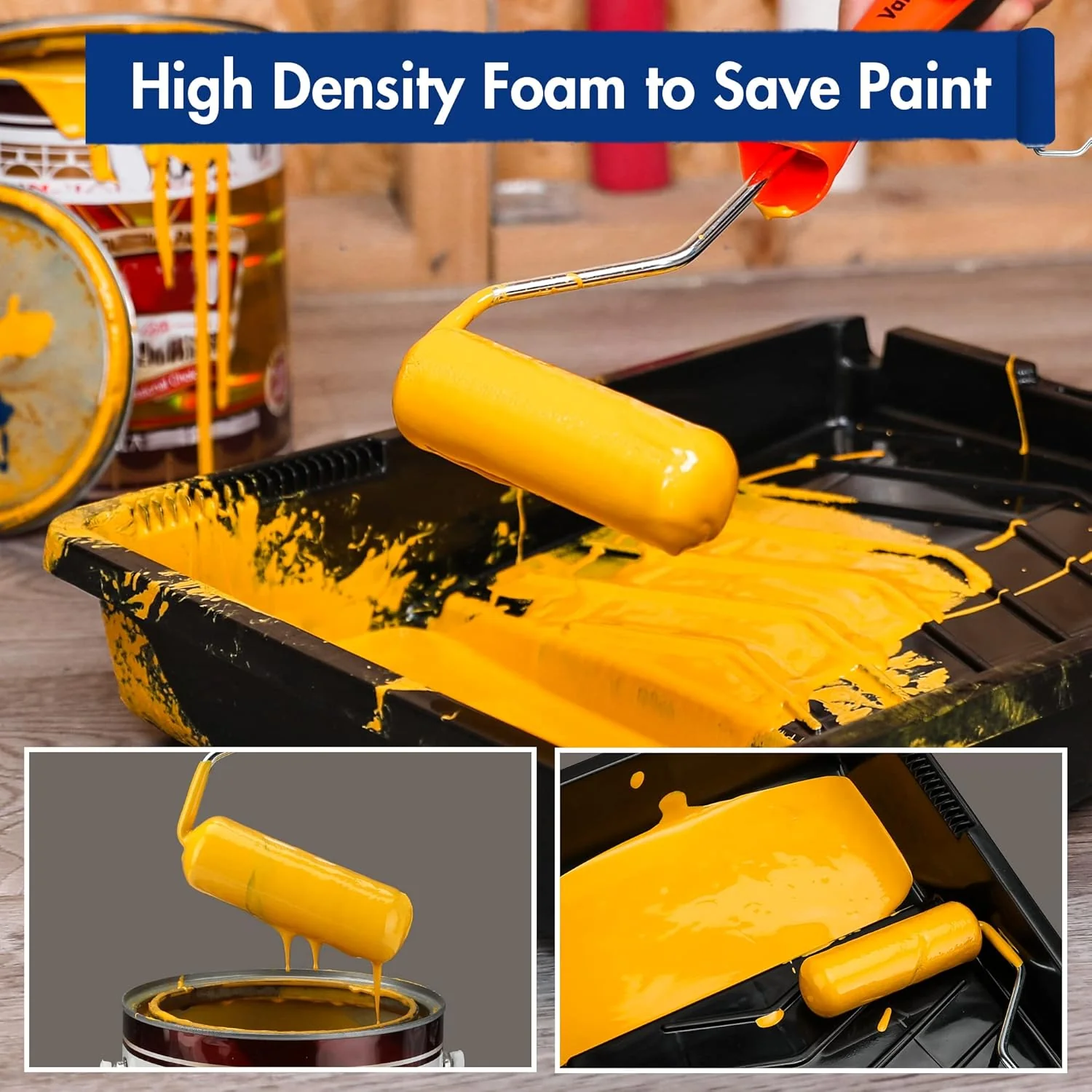 WORKPRO 12-Pack Foam Paint Roller 4 inch, Small Paint Roller Kit, Mini Paint Roller for Painting Walls, Cabinets, Doors, Fences, etc. - Image 3