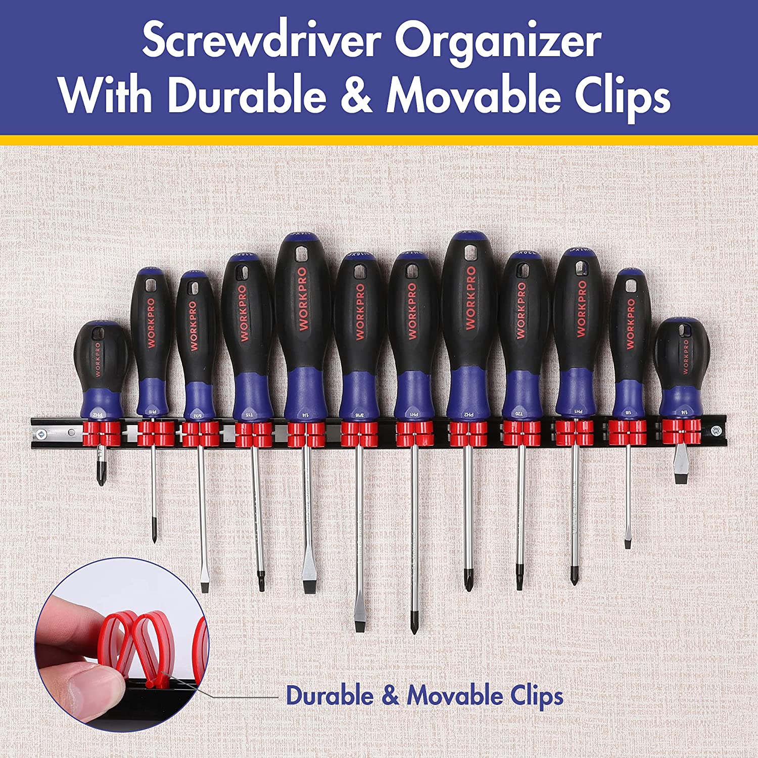 WORKPRO 12 Pcs Magnetic Screwdrivers Set with Organizer Flat for Industrial Household Mechanics Repair - Image 3