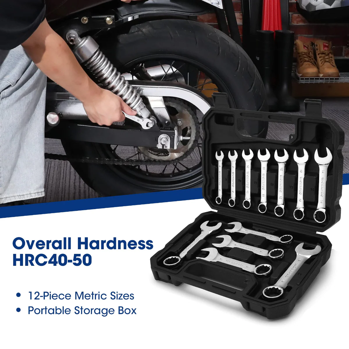 WORKPRO 12 Pcs Stubby Combination Wrench Set - Image 7