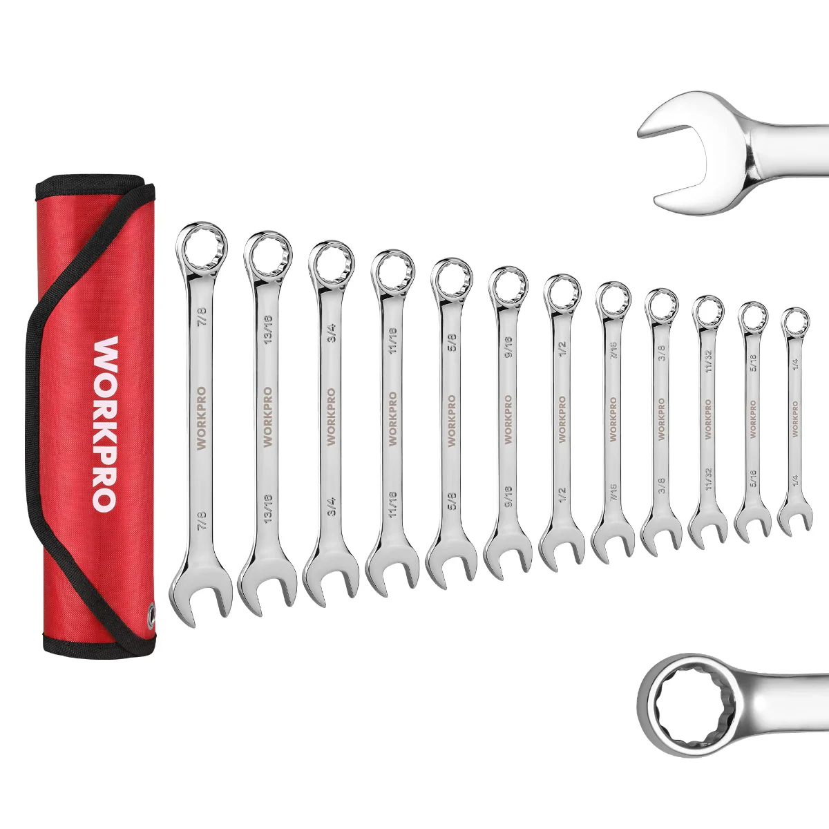 WORKPRO 12 Pcs Premium Cr-V Combination Wrench Set