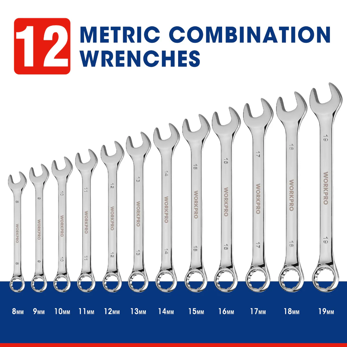 WORKPRO 12 Pcs Premium Cr-V Combination Wrench Set - Image 10