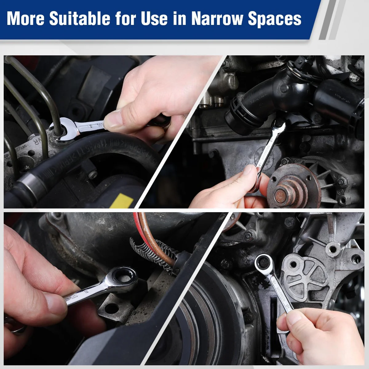 WORKPRO 12-piece Stubby Ratcheting Wrench Set, Metric 8-19mm, 72-Tooth, Cr-V Steel - Image 7
