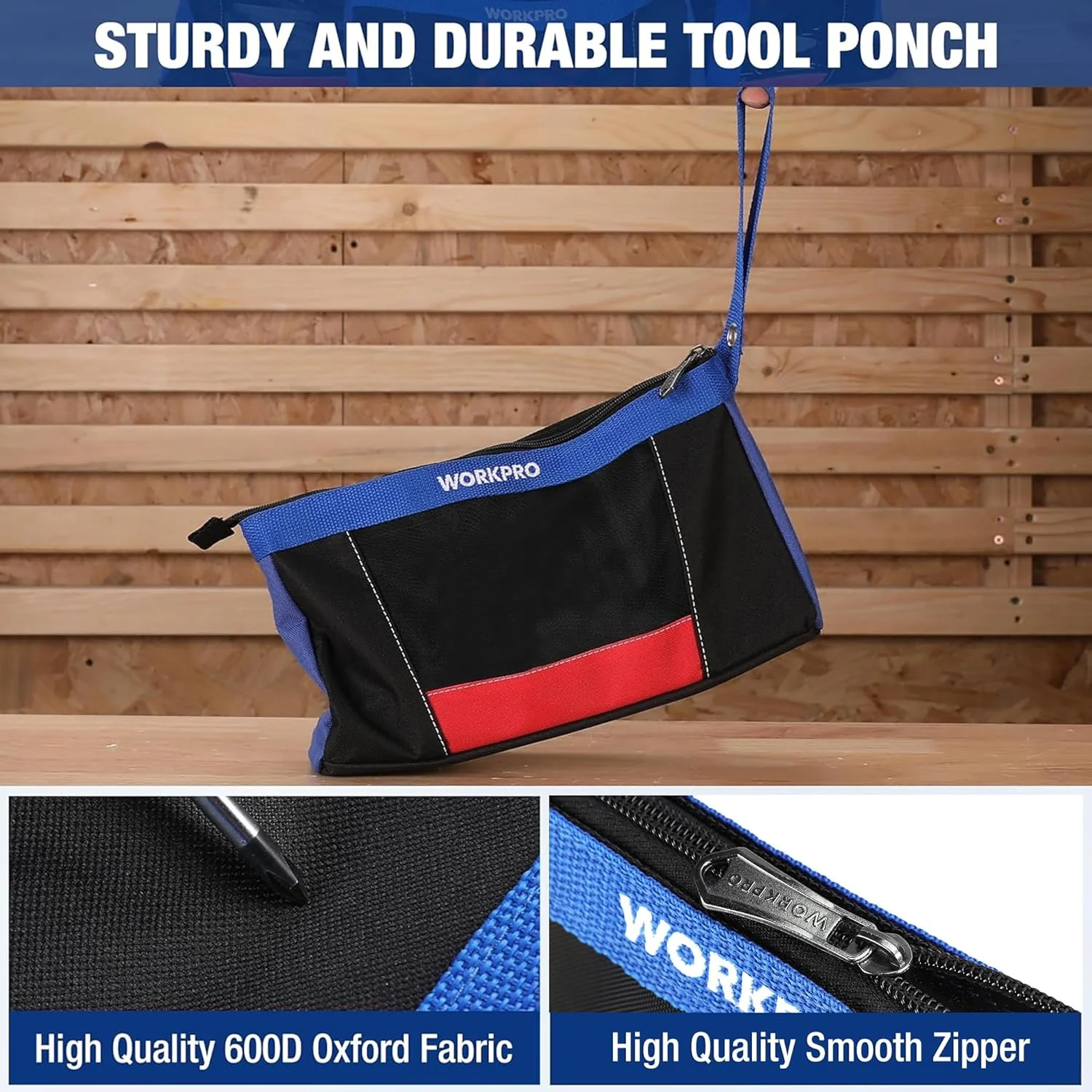 WORKPRO 12" Tool Pouches with Zipper, Utility Bag Pouch for Tool Organizers and Storage, Small Tool Bag, Multipurpose Storage pouch 2-Pack - Image 6