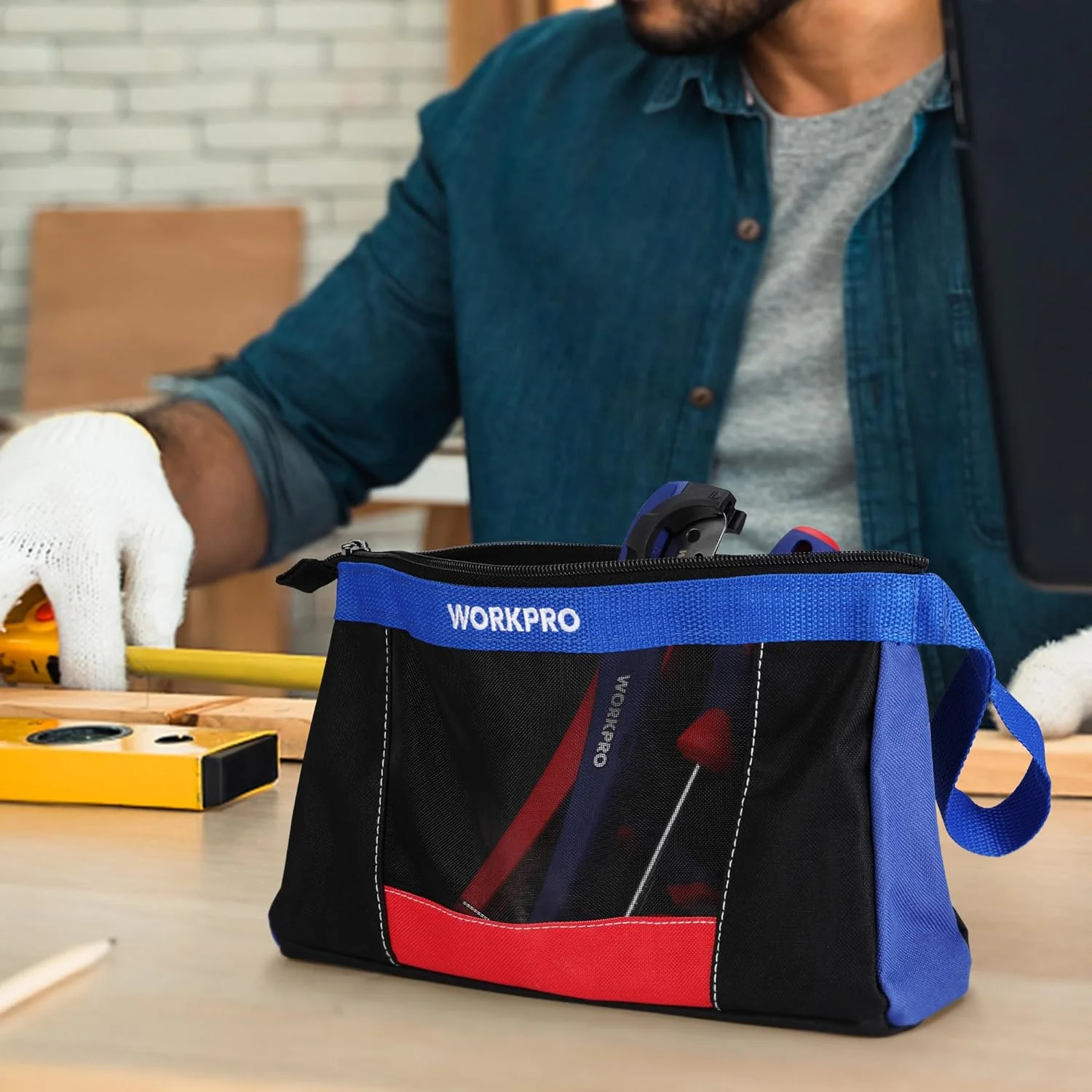 WORKPRO 12" Tool Pouches with Zipper, Utility Bag Pouch for Tool Organizers and Storage, Small Tool Bag, Multipurpose Storage pouch 2-Pack - Image 7