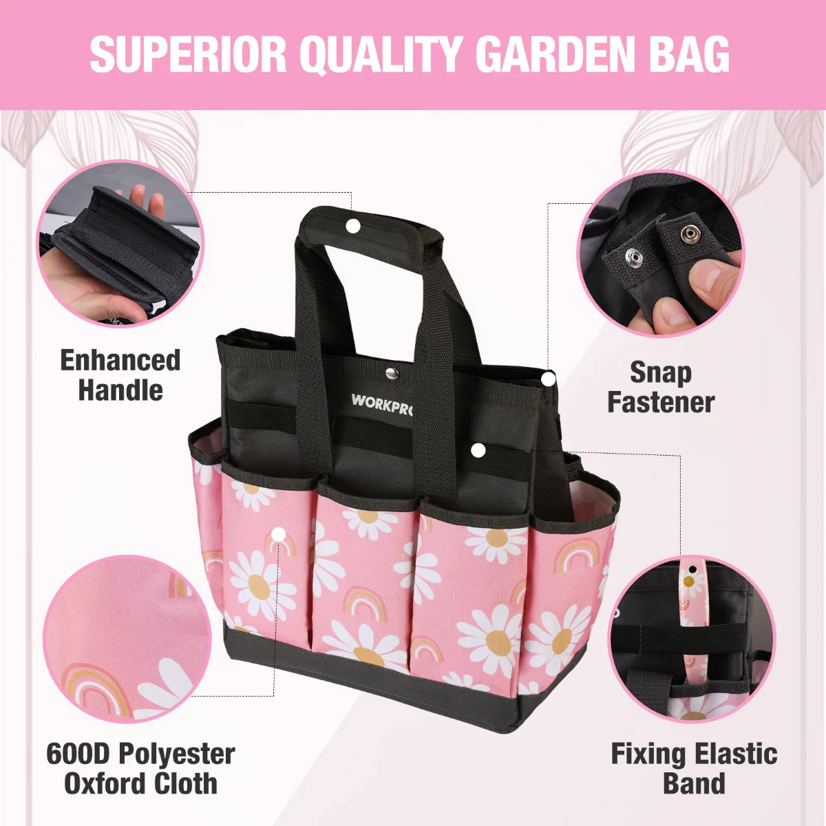 WORKPRO 12" x 12" x 6" Garden Tool Bag with 9 Pockets - Image 10