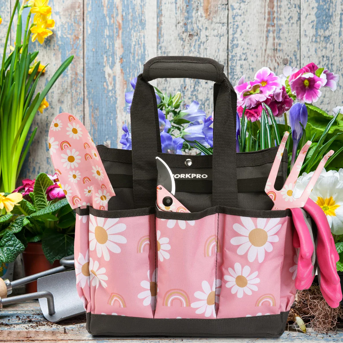 WORKPRO 12" x 12" x 6" Garden Tool Bag with 9 Pockets - Image 14
