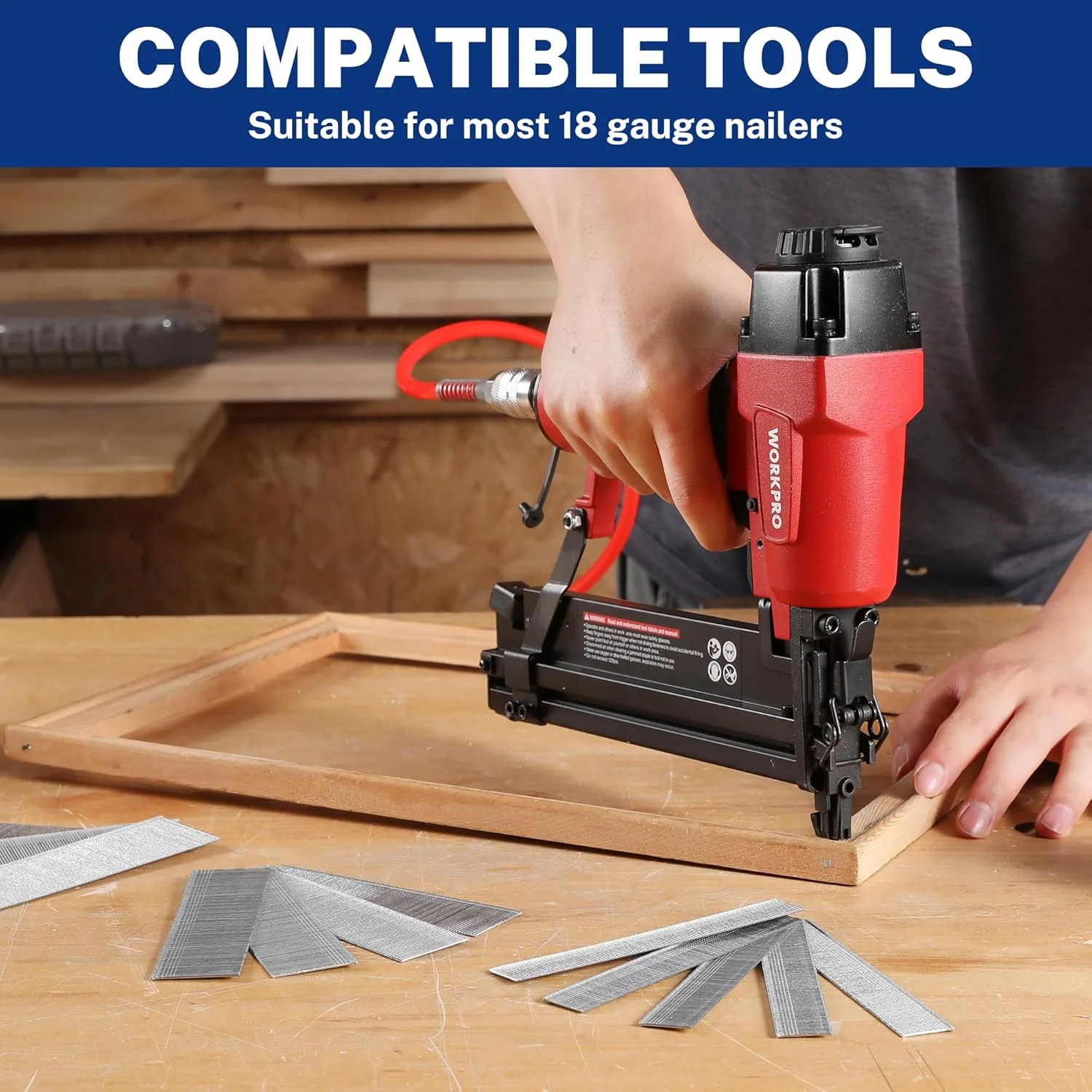 WORKPRO 1200 Count 18 Gauge Brad Nails, (2＂,1-1/2＂,1-1/4＂,3/4＂), Universal Brad Nail Gun Nails for Pneumatic & Electric Brad Nailers - Image 5